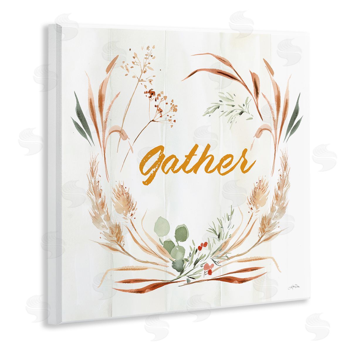Katrina Pete Gather Phrase Herbs Wreath Wooden Wall Plaque Art Print