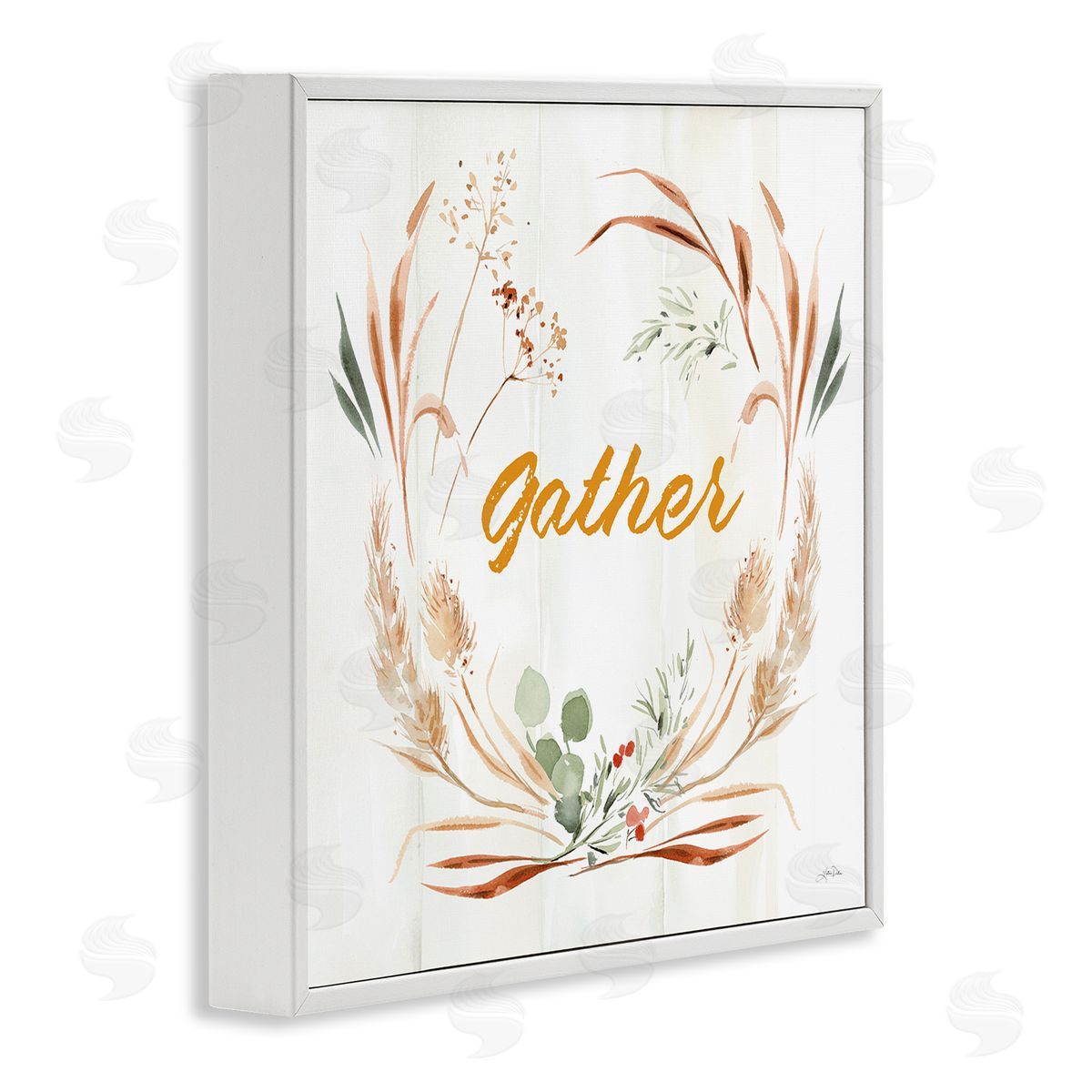 Katrina Pete Gather Phrase Herbs Wreath White Framed Glicee Wall Art Print