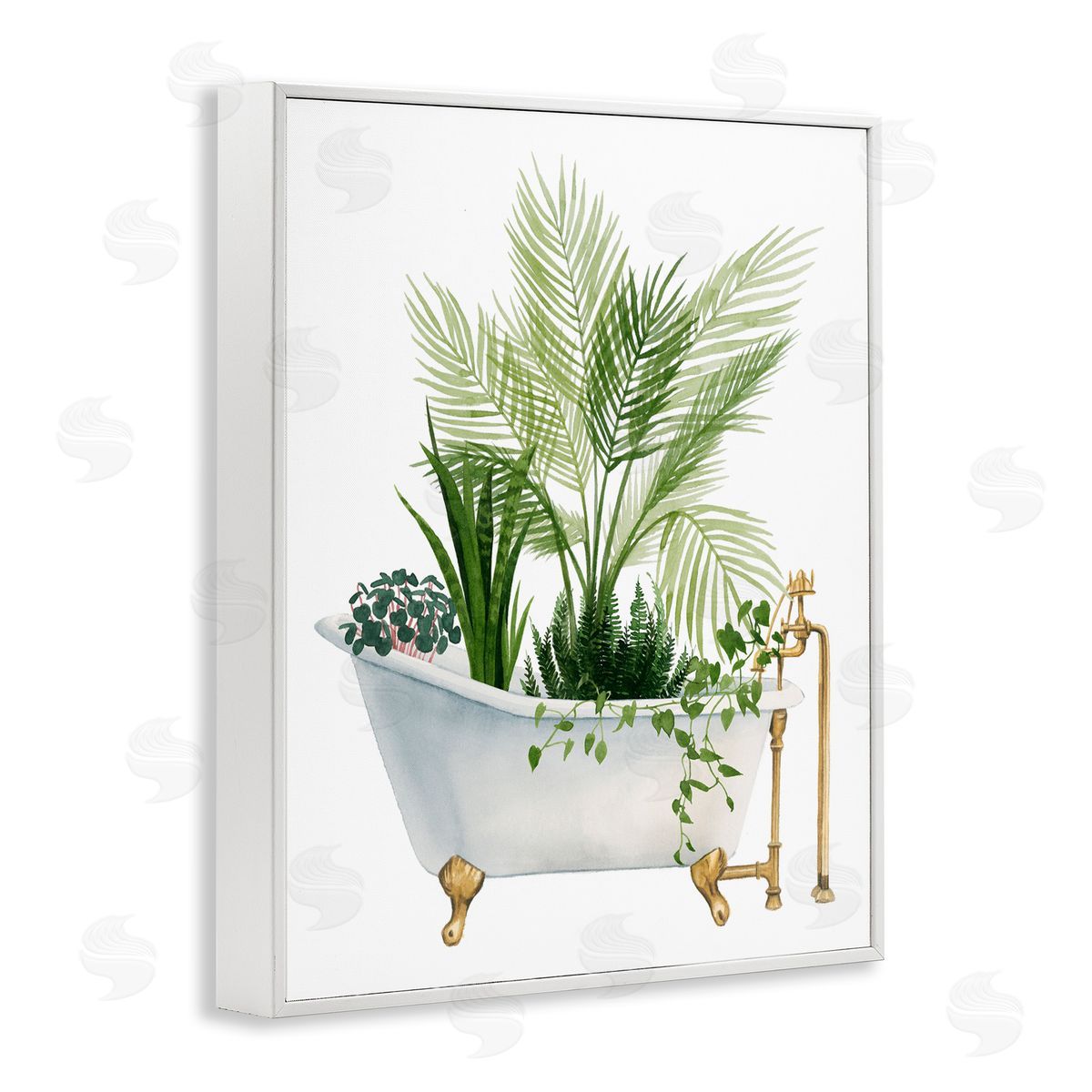 Various Plants Greenery Vintage Tub White Frame Print Wall Art, Home Decor by Grace Popp