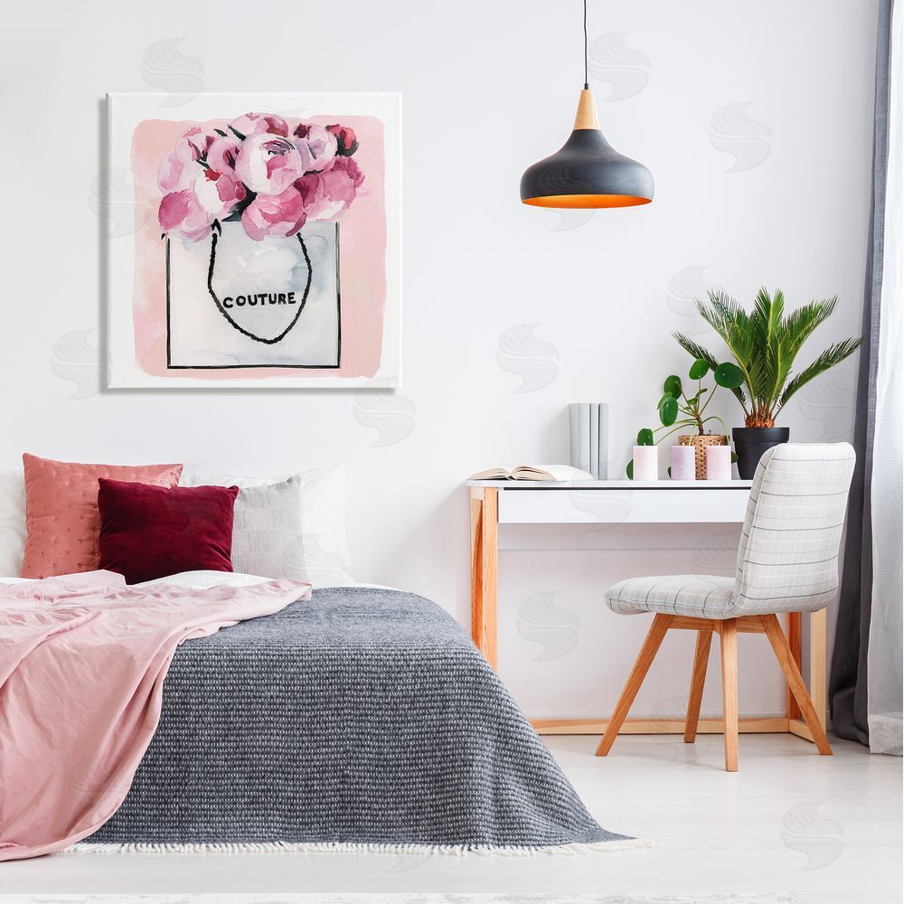 Jennifer Paxton Parker Blooming Pink Peonies Glam Arrangement Canvas Wall Art in Room
