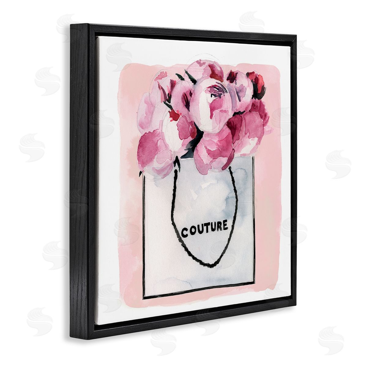 Jennifer Paxton Parker Blooming Pink Peonies Glam Arrangement Black Floating Frame Canvas Wall Art Print
