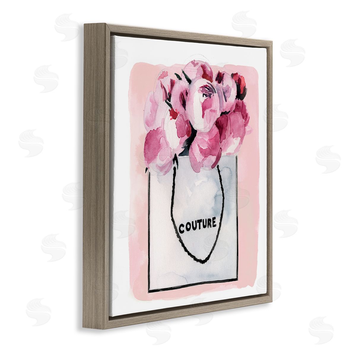 Jennifer Paxton Parker Blooming Pink Peonies Glam Arrangement Brown Floating Frame Canvas Wall Art Print