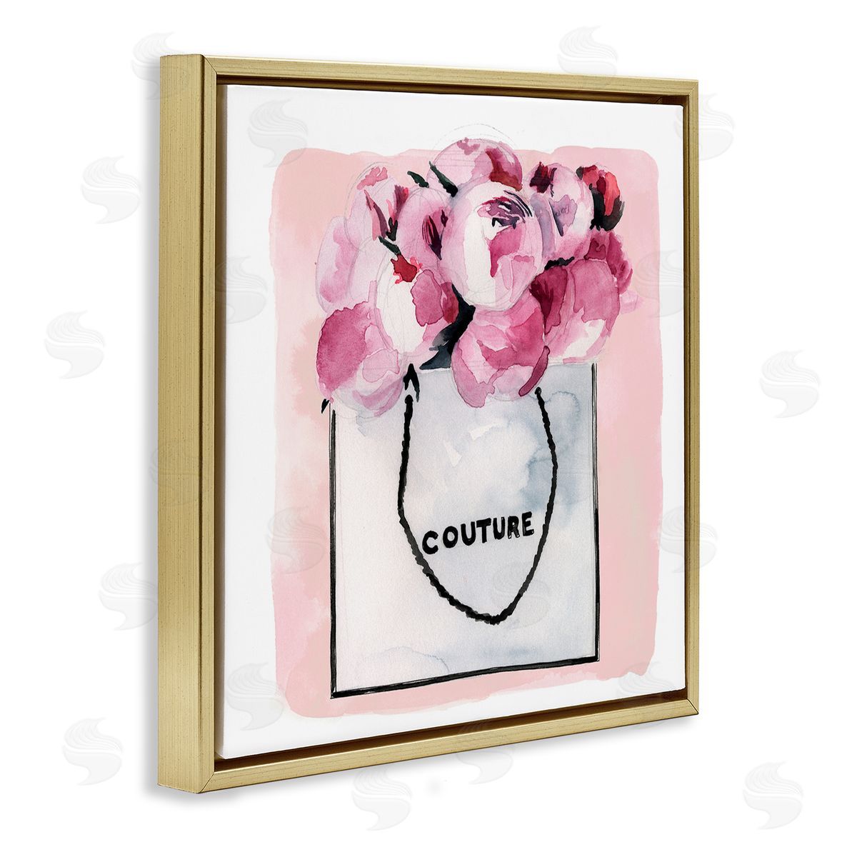 Jennifer Paxton Parker Blooming Pink Peonies Glam Arrangement Gold Floating Frame Canvas Wall Art Print