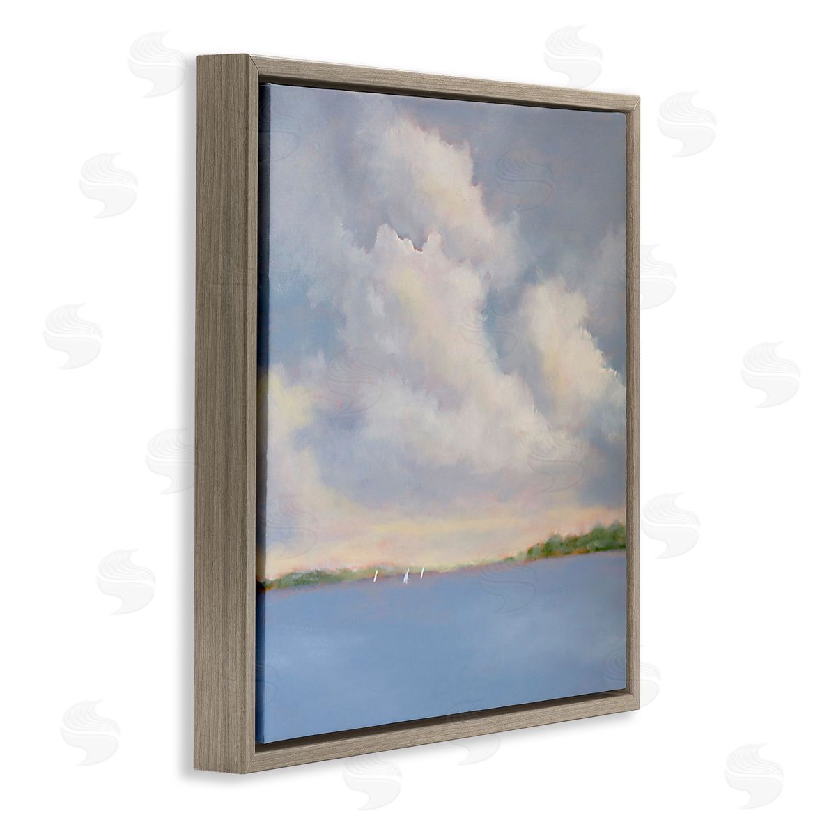 Catherine Andersen Vast Cloudy Sky Panoramic Ocean View Brown Floating Frame Canvas Wall Art Print