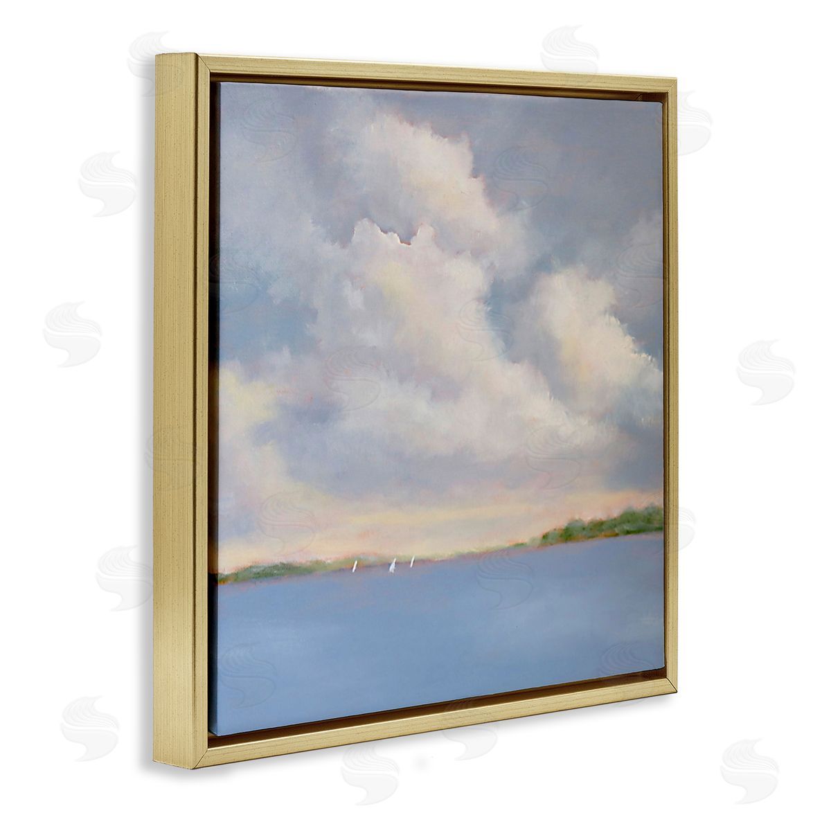 Catherine Andersen Vast Cloudy Sky Panoramic Ocean View Gold Floating Frame Canvas Wall Art Print