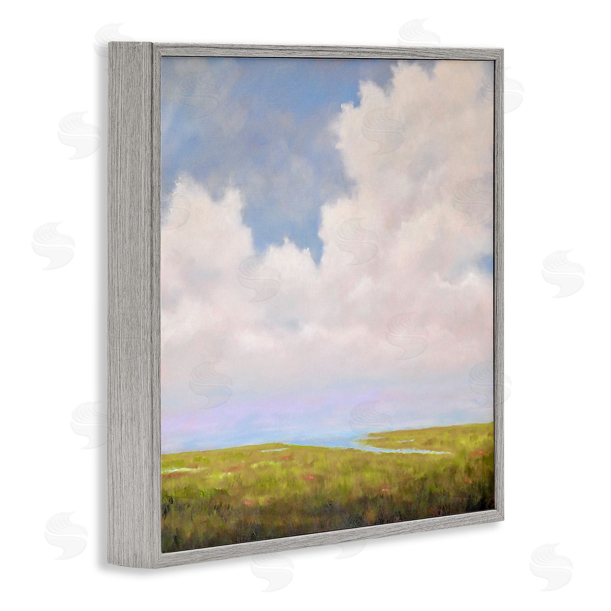 Catherine Andersen Cloudy Countryside Bay Inlet Stream Gray Framed Glicee Wall Art Print