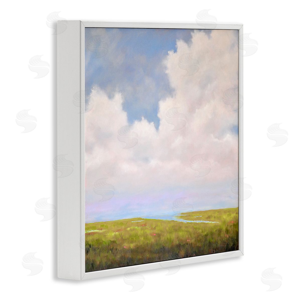 Catherine Andersen Cloudy Countryside Bay Inlet Stream White Framed Glicee Wall Art Print