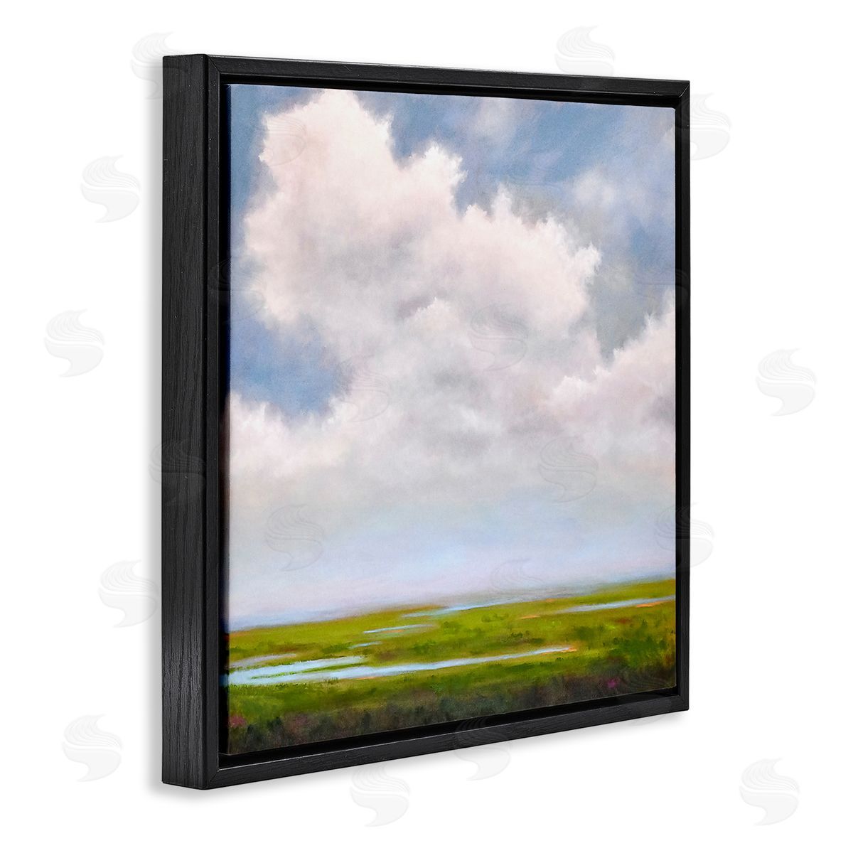 Catherine Andersen Panoramic Meadow Horizon Clouds Black Floating Frame Canvas Wall Art Print
