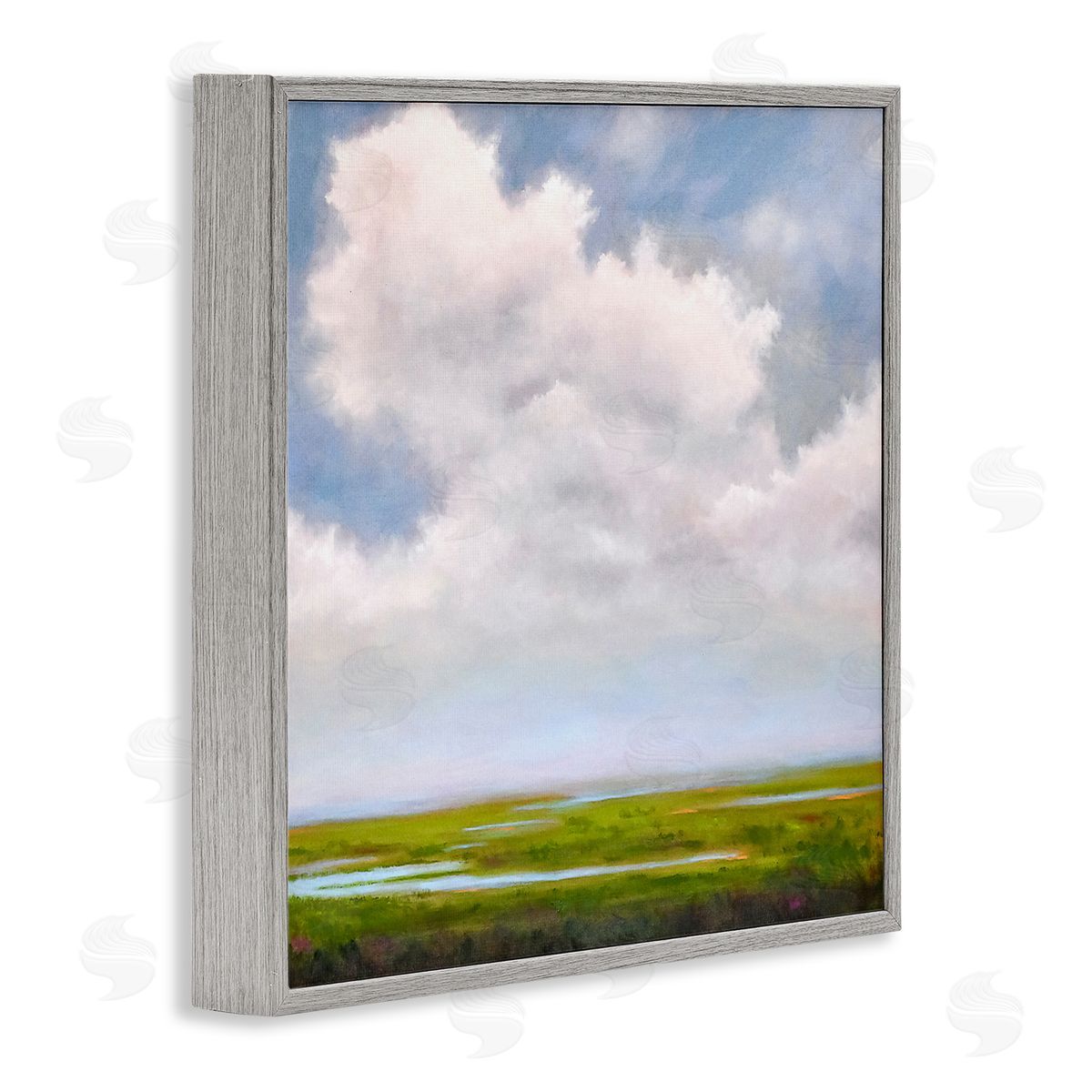 Catherine Andersen Panoramic Meadow Horizon Clouds Gray Framed Glicee Wall Art Print