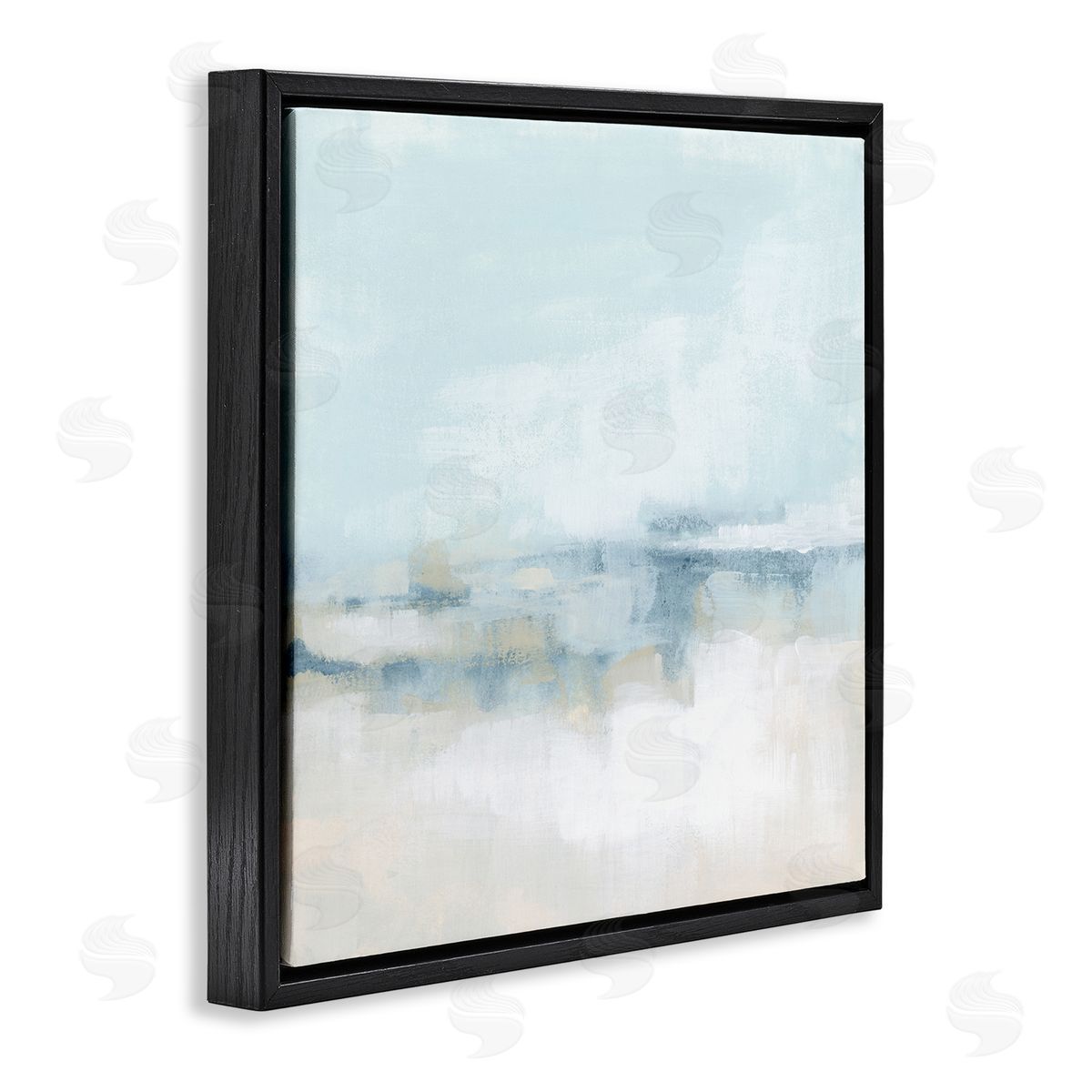 Abstract Cloudy Landscape Blue Fog Black Floating Frame Canvas Wall Art, Home Decor by June Erica Vess