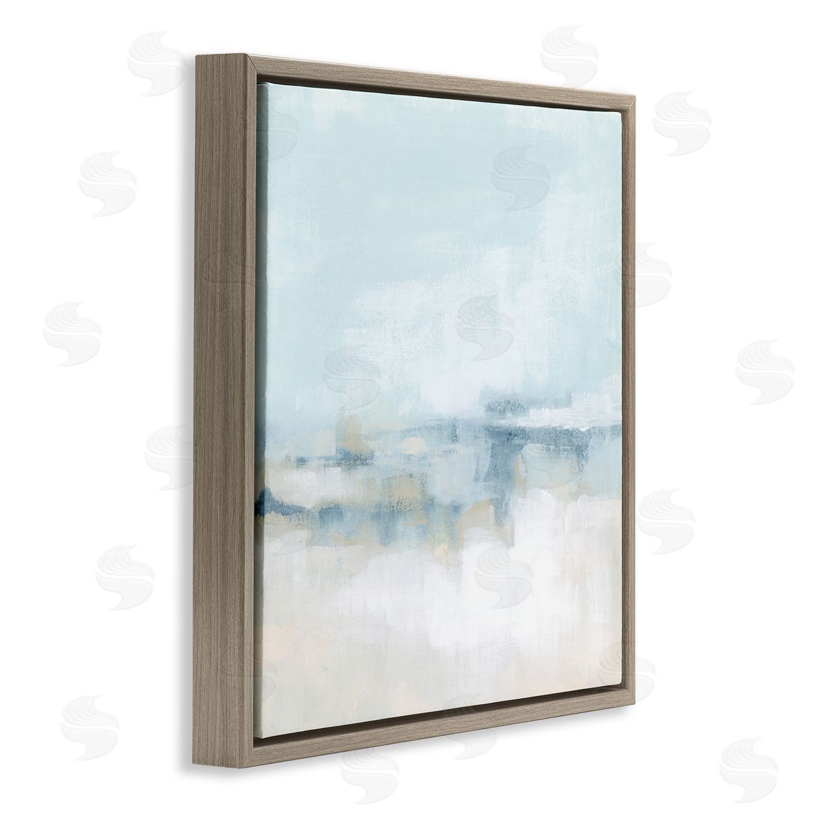 Abstract Cloudy Landscape Blue Fog Brown Floating Frame Canvas Wall Art, Home Decor by June Erica Vess