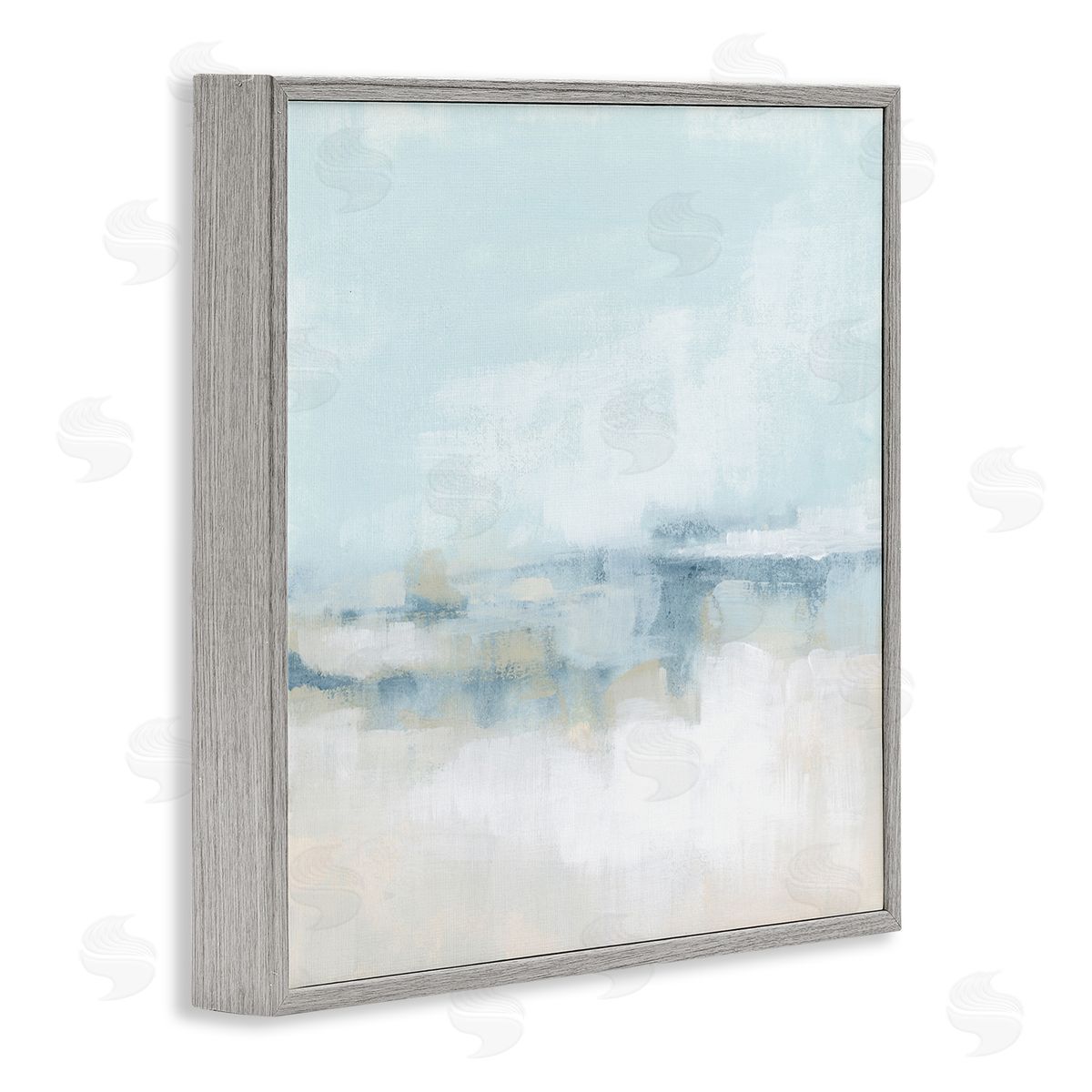 Abstract Cloudy Landscape Blue Fog Grey Frame Print Wall Art, Home Decor by June Erica Vess