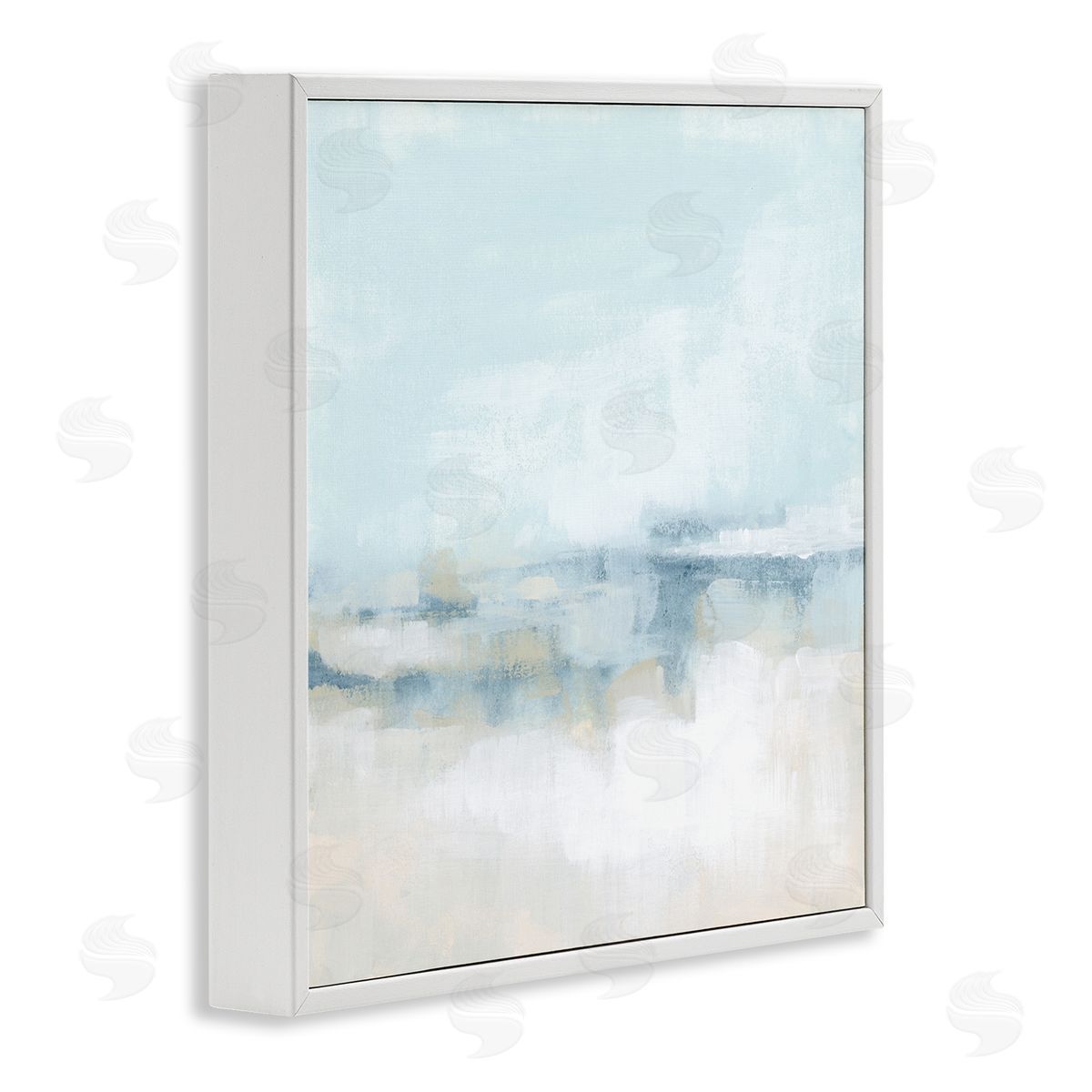 Abstract Cloudy Landscape Blue Fog White Frame Print Wall Art, Home Decor by June Erica Vess