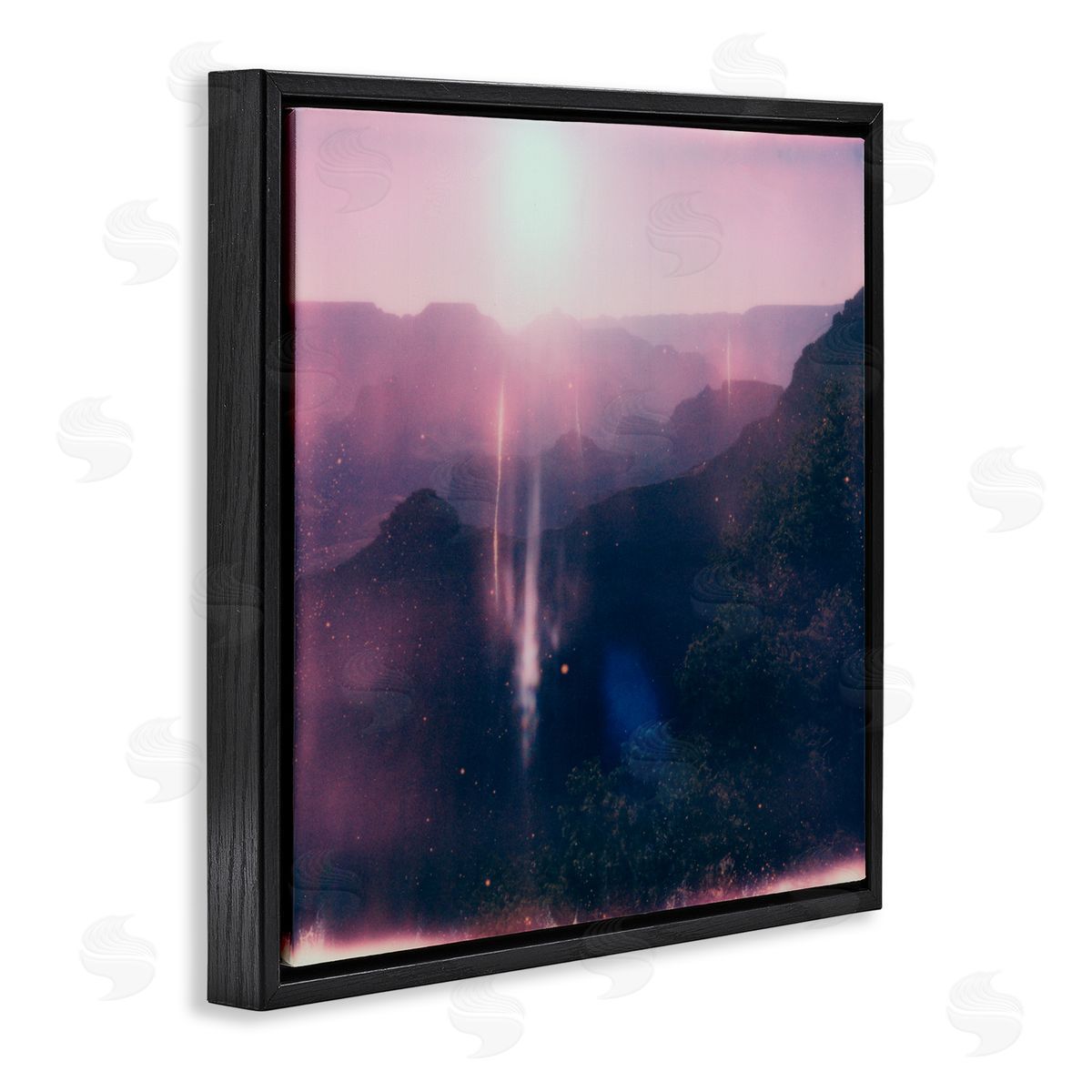 Jacob Green Vintage Lens Flare Mountain Black Floating Frame Canvas Wall Art Print