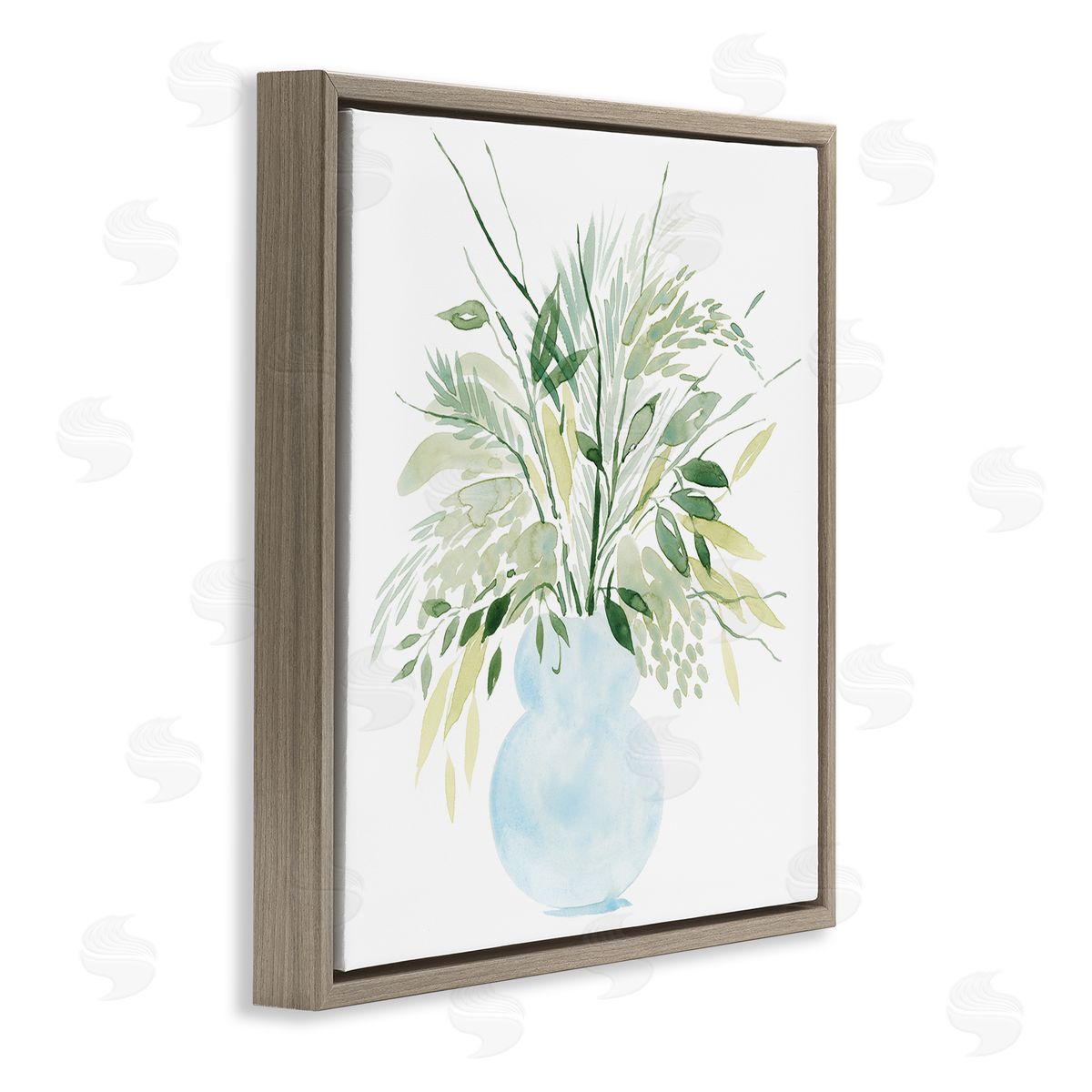 Grace Popp Delicate Layered Greenery Plants Vase Brown Floating Frame Canvas Wall Art Print