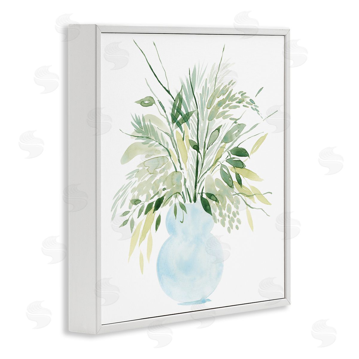 Grace Popp Delicate Layered Greenery Plants Vase White Framed Glicee Wall Art Print