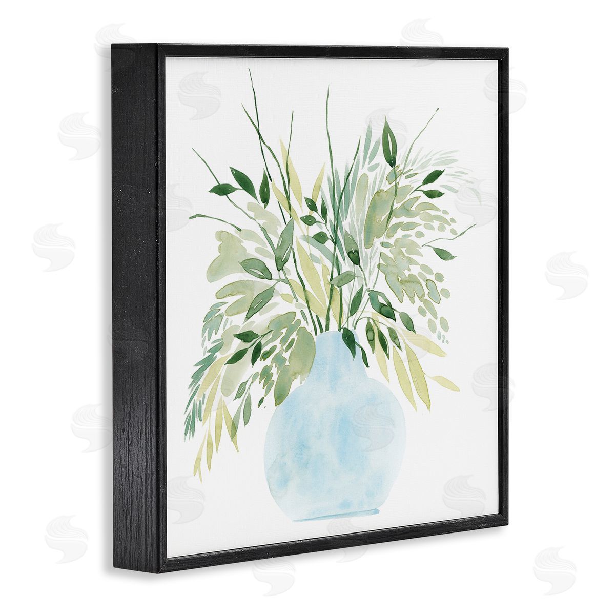 Grace Popp Layered Watercolor Style Plant Leaves Black Framed Glicee Wall Art Print