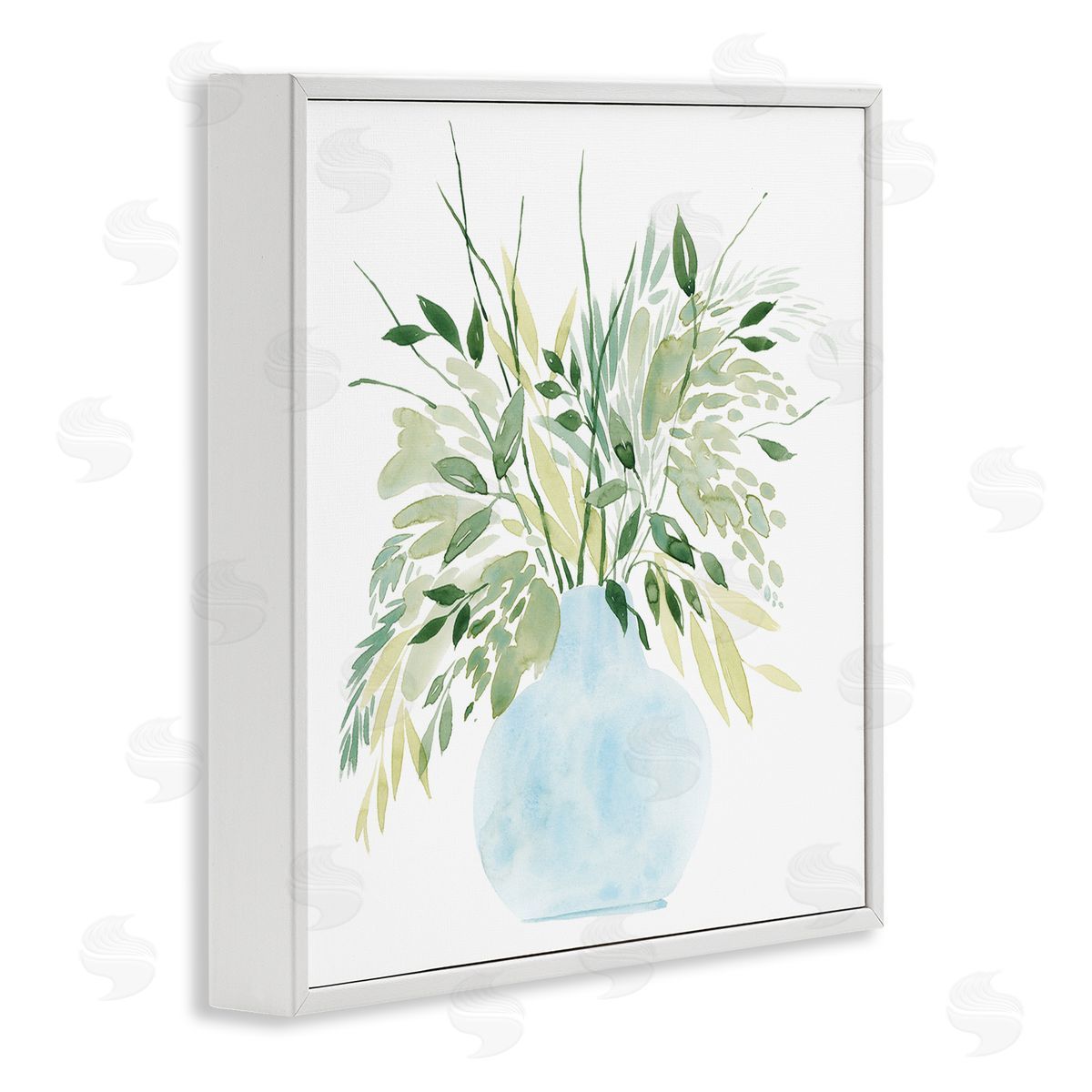 Grace Popp Layered Watercolor Style Plant Leaves White Framed Glicee Wall Art Print