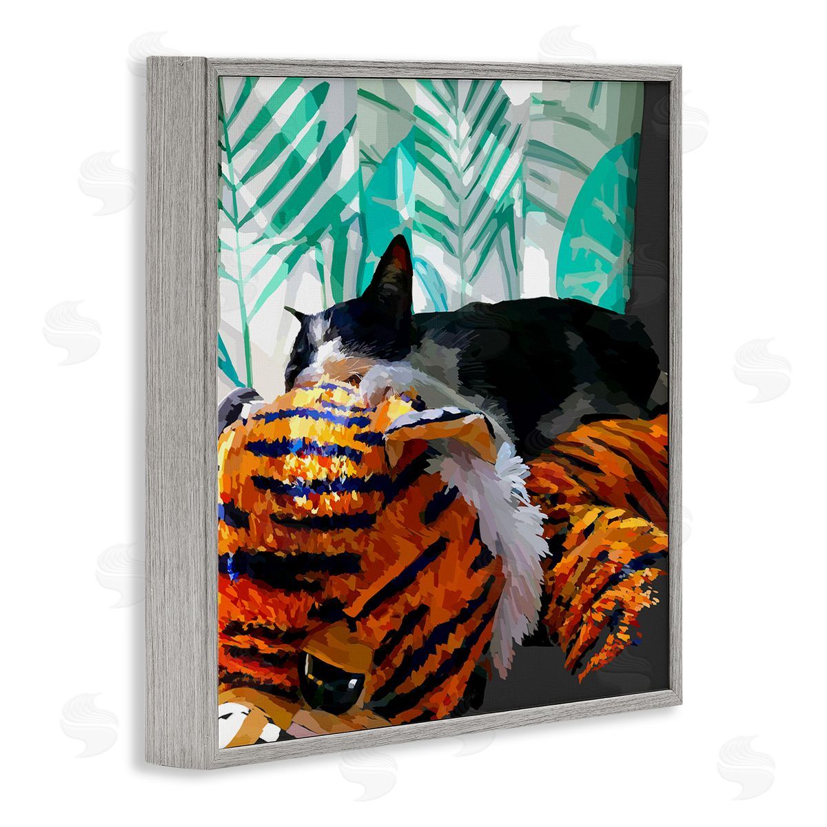 Emily Kalina Cuddling Cat Cozy Relaxing Pet  Gray Framed Glicee Wall Art Print