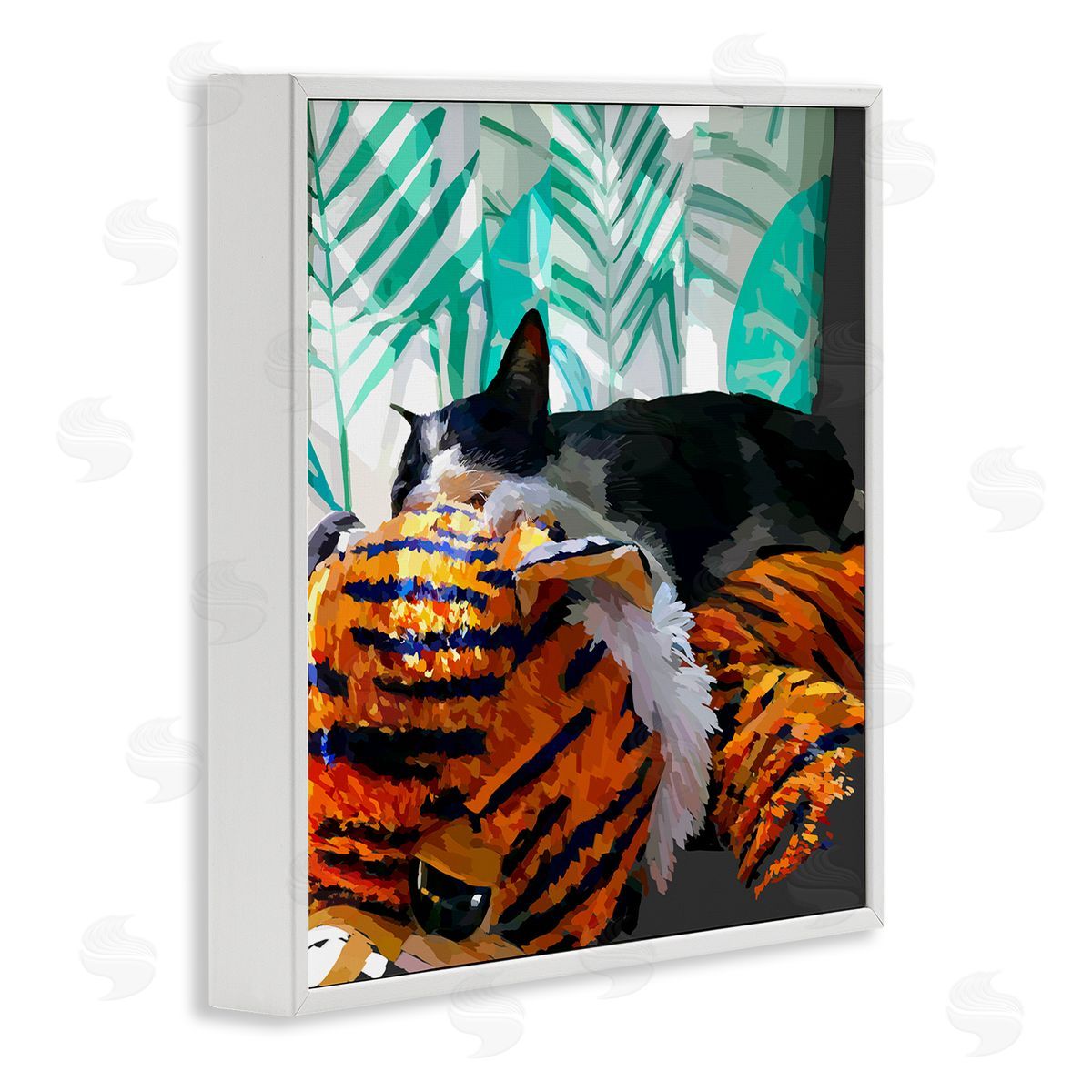Emily Kalina Cuddling Cat Cozy Relaxing Pet  White Framed Glicee Wall Art Print