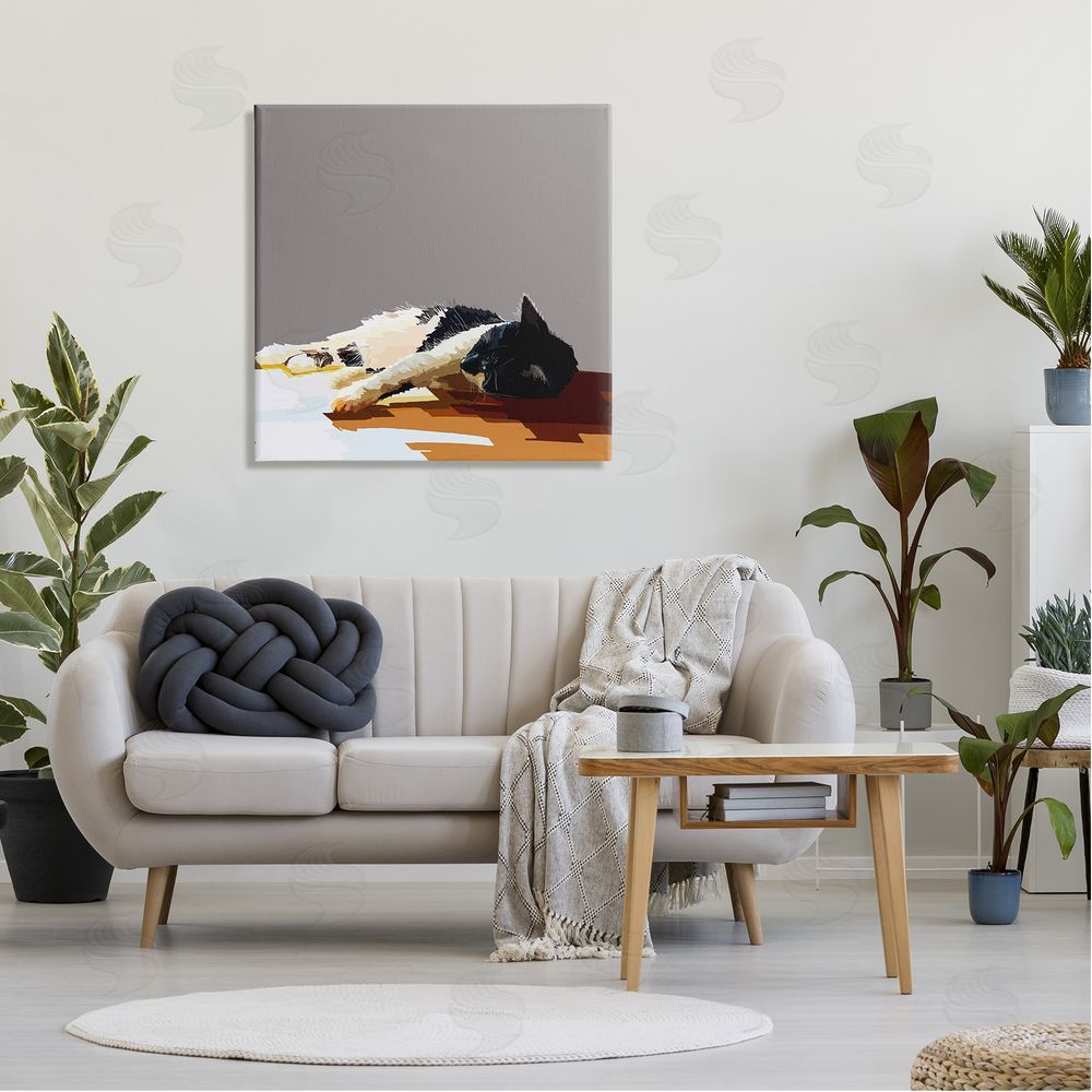 Emily Kalina Restful Cat Lying Down in Sunlight Canvas Wall Art in Room