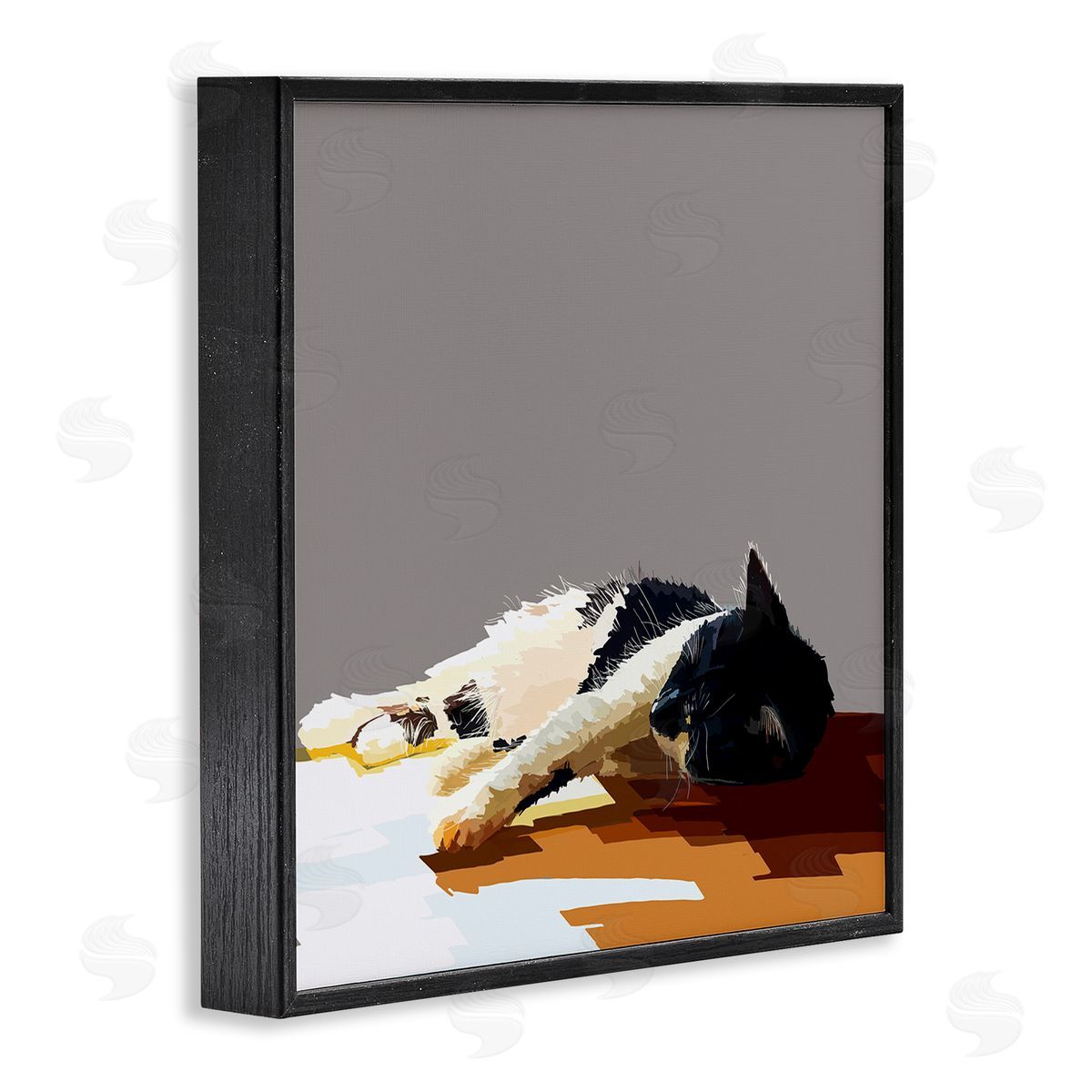 Emily Kalina Restful Cat Lying Down in Sunlight Black Framed Glicee Wall Art Print