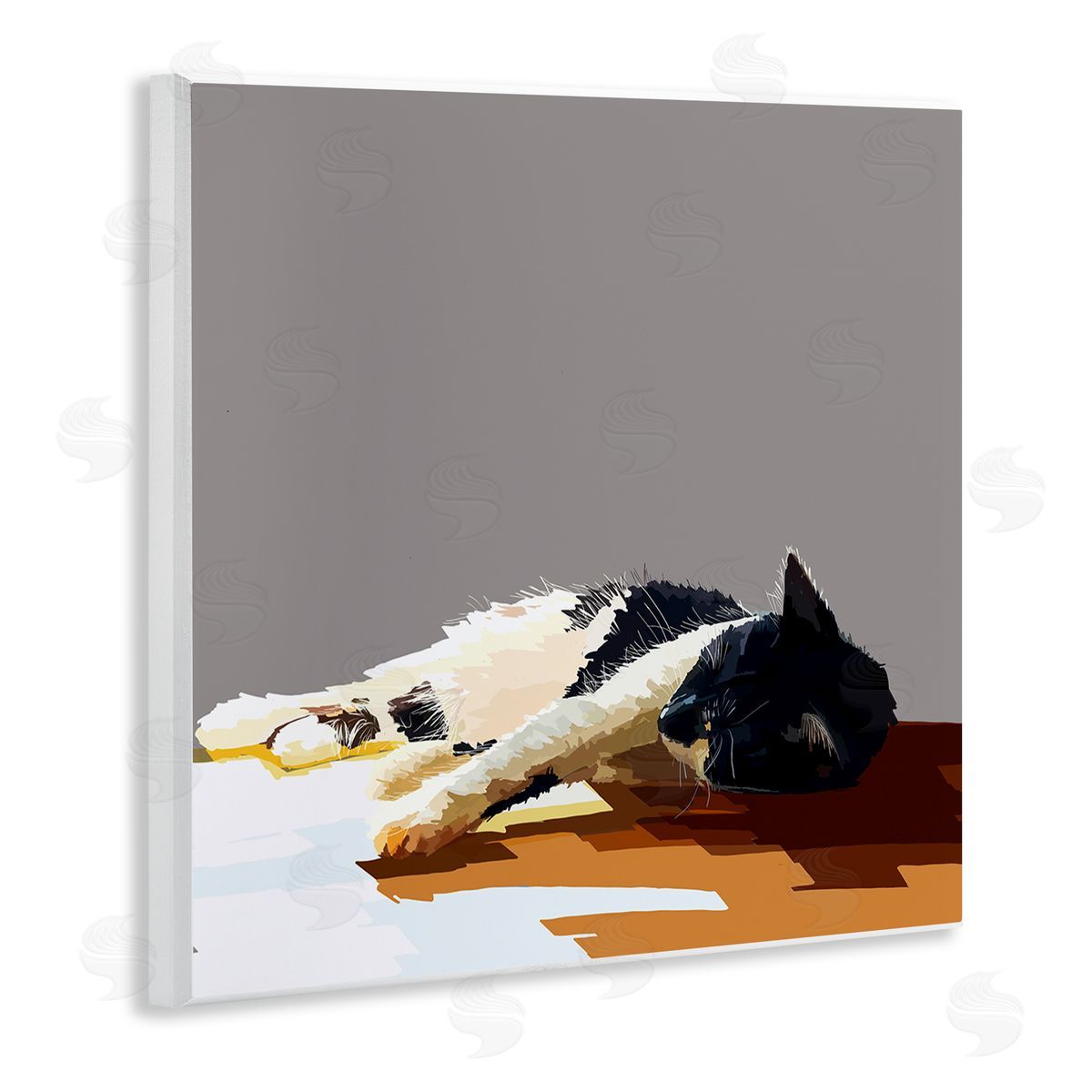 Emily Kalina Restful Cat Lying Down in Sunlight Wooden Wall Plaque Art Print