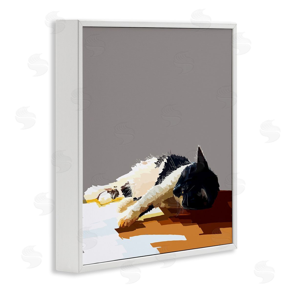 Emily Kalina Restful Cat Lying Down in Sunlight White Framed Glicee Wall Art Print