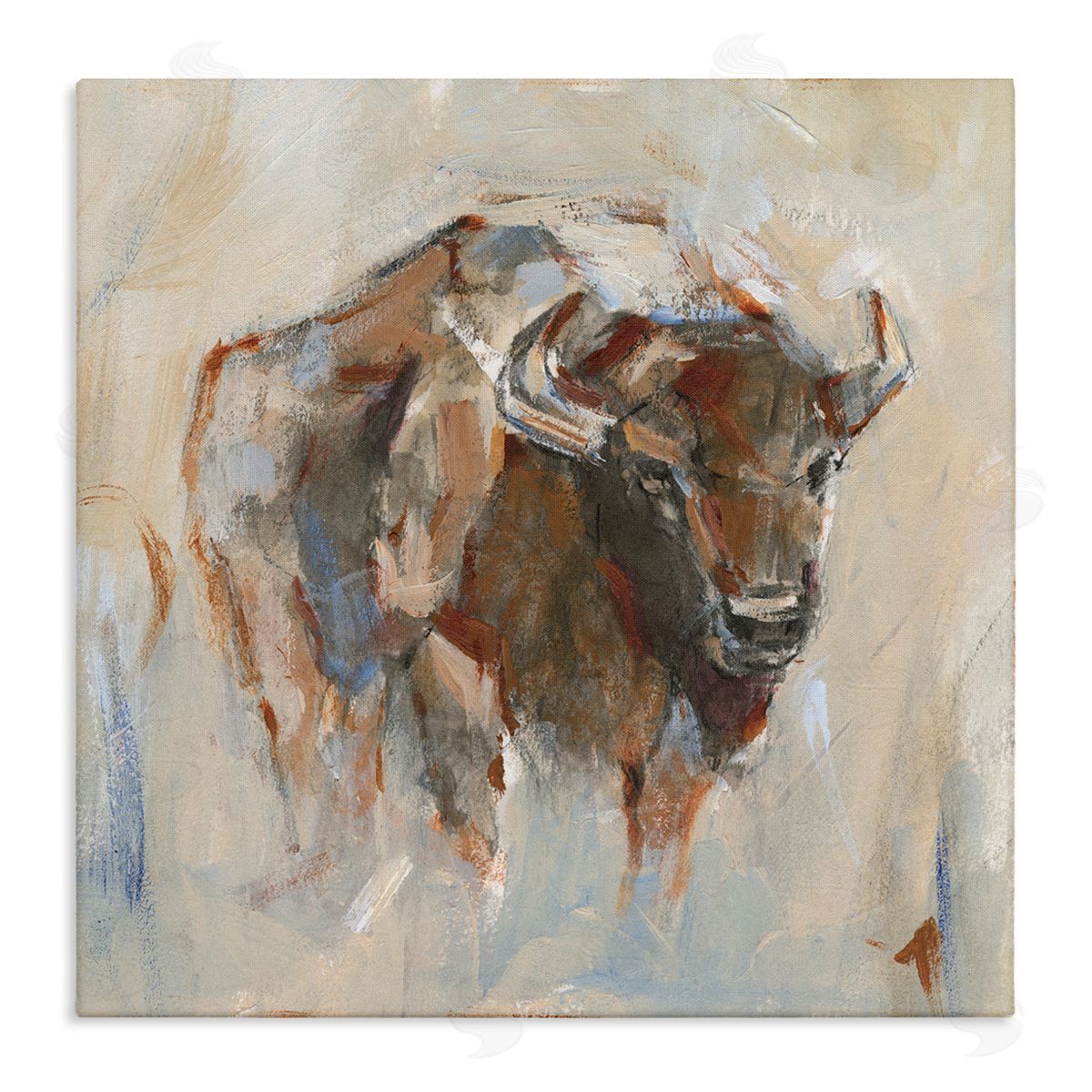 Ethan Harper Country Bison Abstract Brush Strokes Stretched Canvas Wall Art Print
