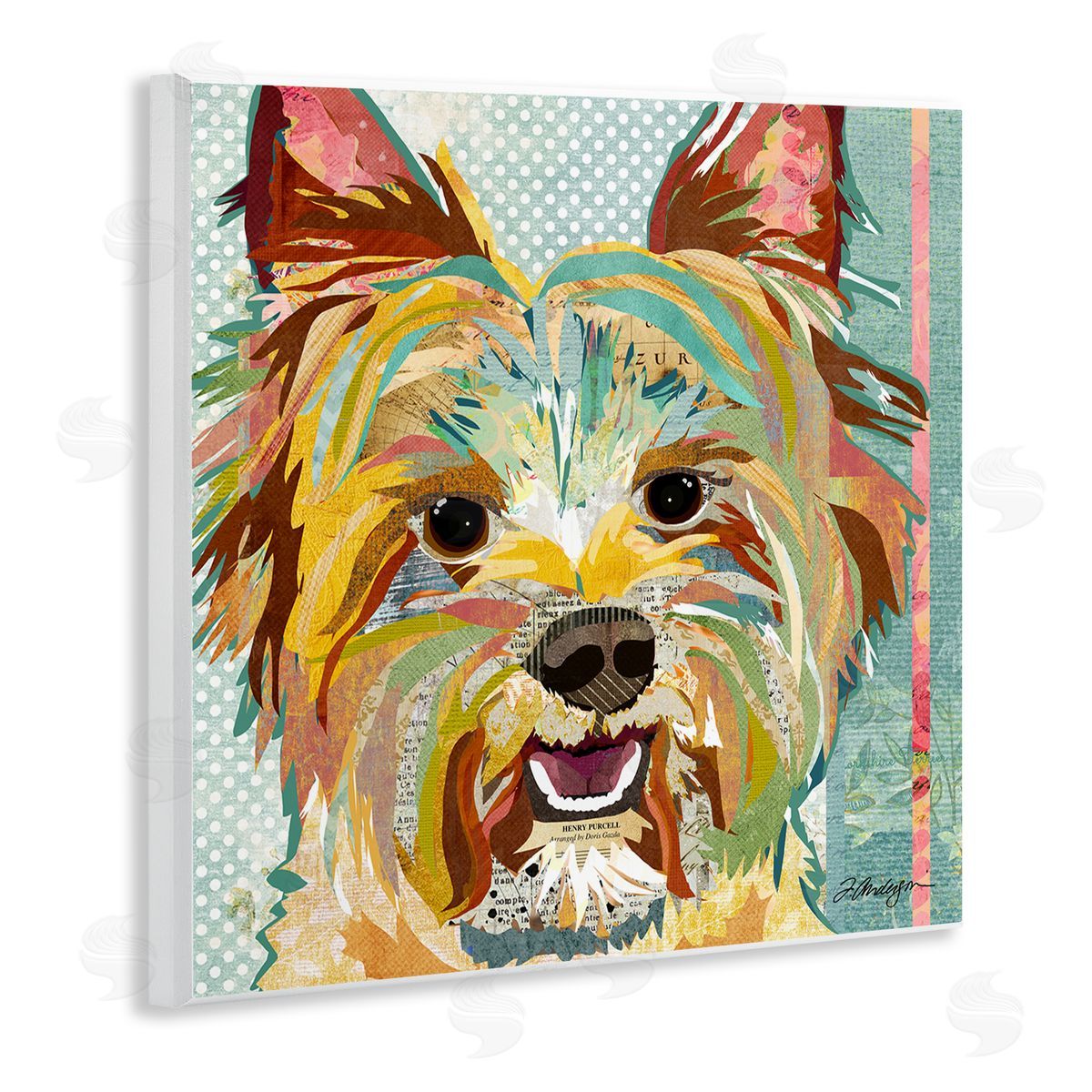Traci Anderson Happy Terrier Pet Portrait Collage Wooden Wall Plaque Art Print