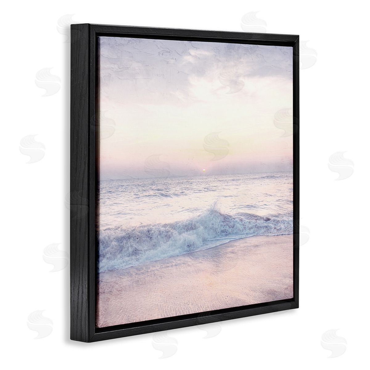 Anne Bailey Crashing Beach Waves Morning Sunrise Black Floating Frame Canvas Wall Art Print