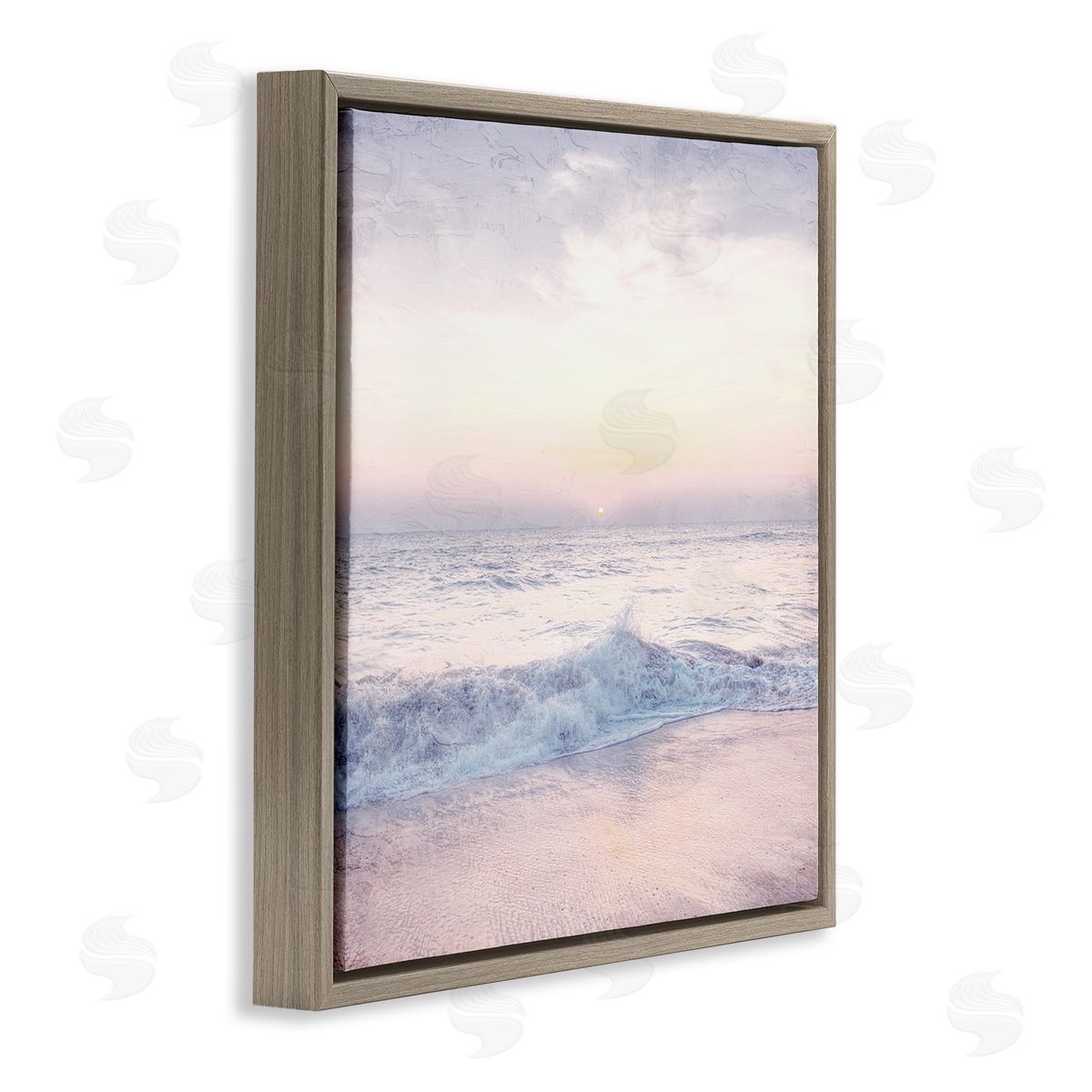 Anne Bailey Crashing Beach Waves Morning Sunrise Brown Floating Frame Canvas Wall Art Print