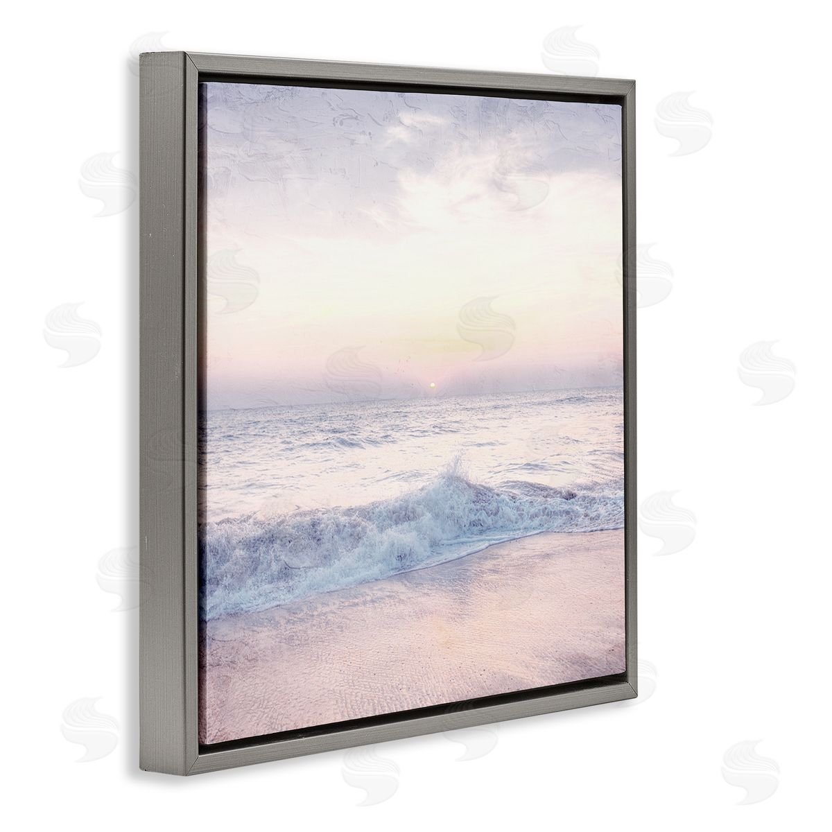 Anne Bailey Crashing Beach Waves Morning Sunrise Gray Floating Frame Canvas Wall Art Print