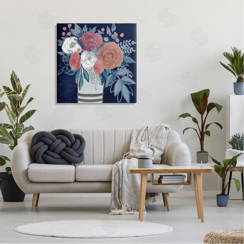 Boho Studio Contemporary Flower Blossoms Vase Canvas Wall Art in Room