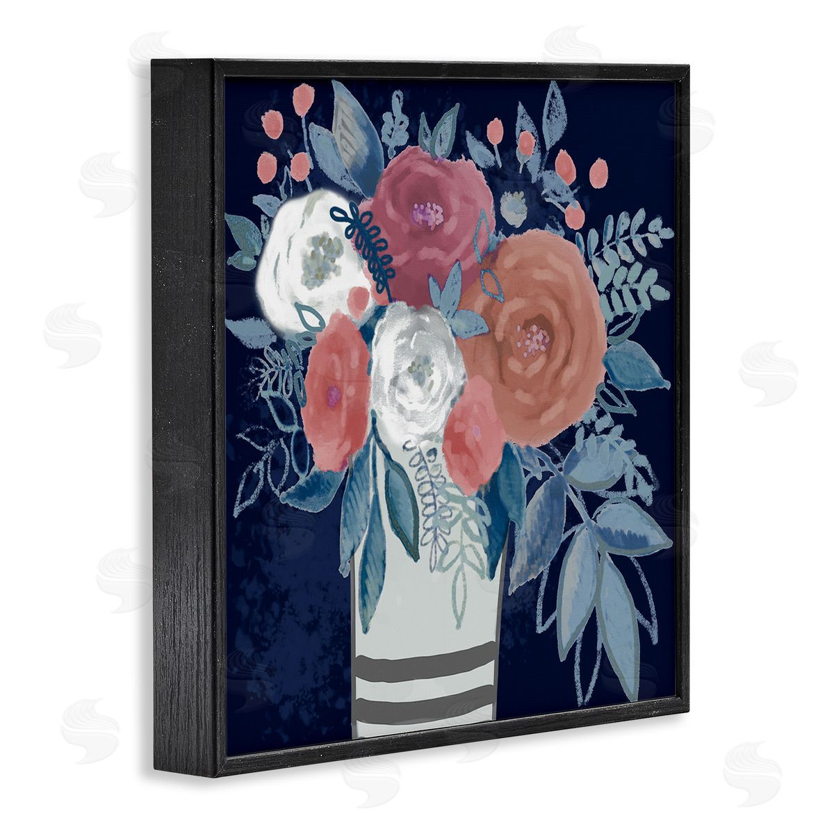 Boho Studio Contemporary Flower Blossoms Vase Black Framed Glicee Wall Art Print