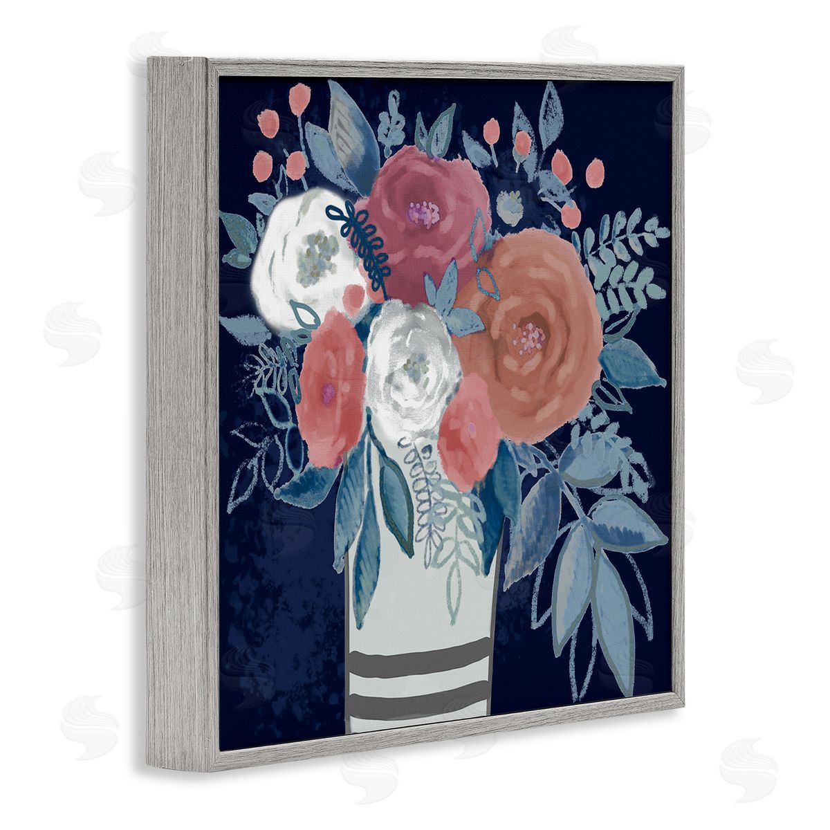 Boho Studio Contemporary Flower Blossoms Vase Gray Framed Glicee Wall Art Print