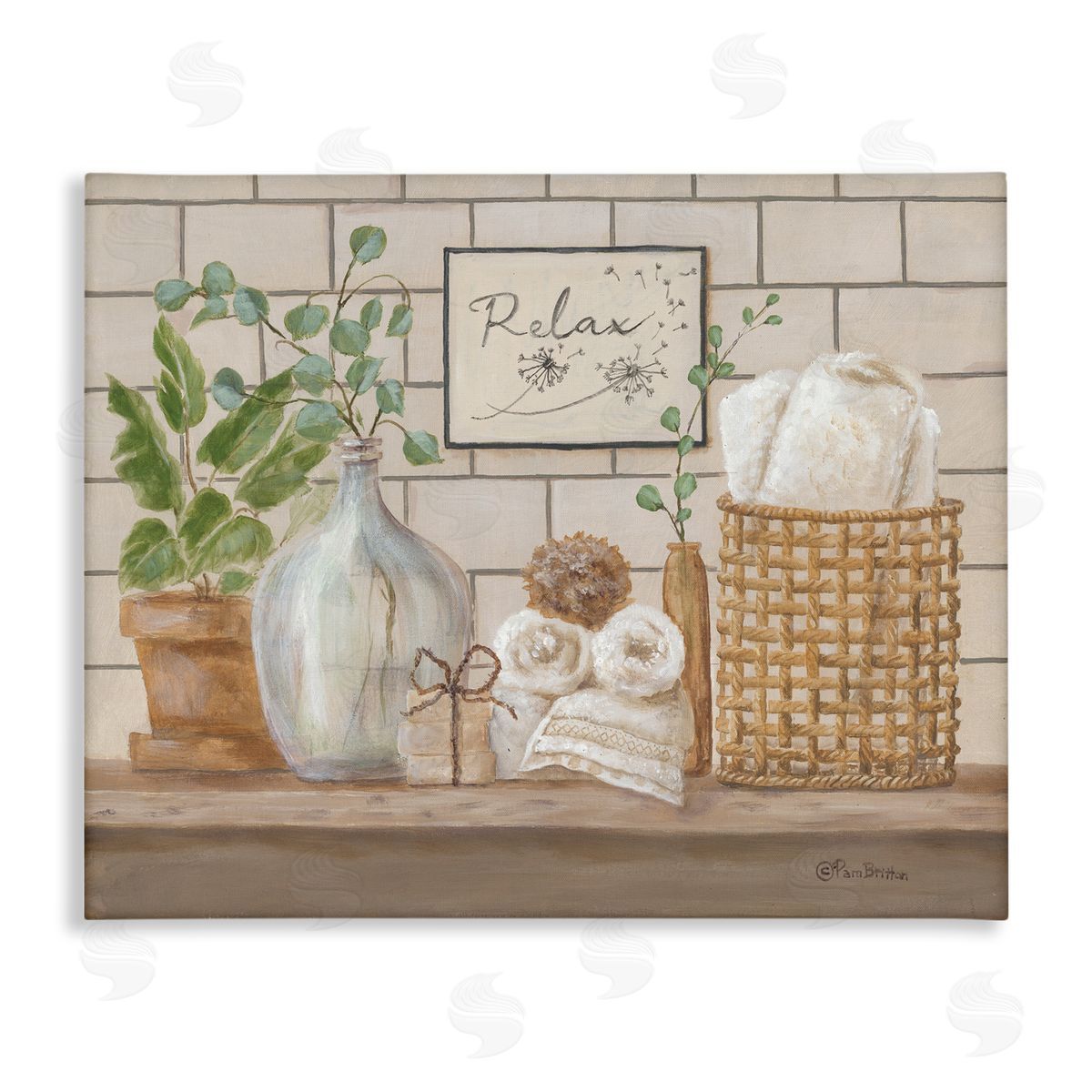 Uplifting Bathroom Spa Relax Scene Canvas Wall Art, Home Decor by Pam Britton