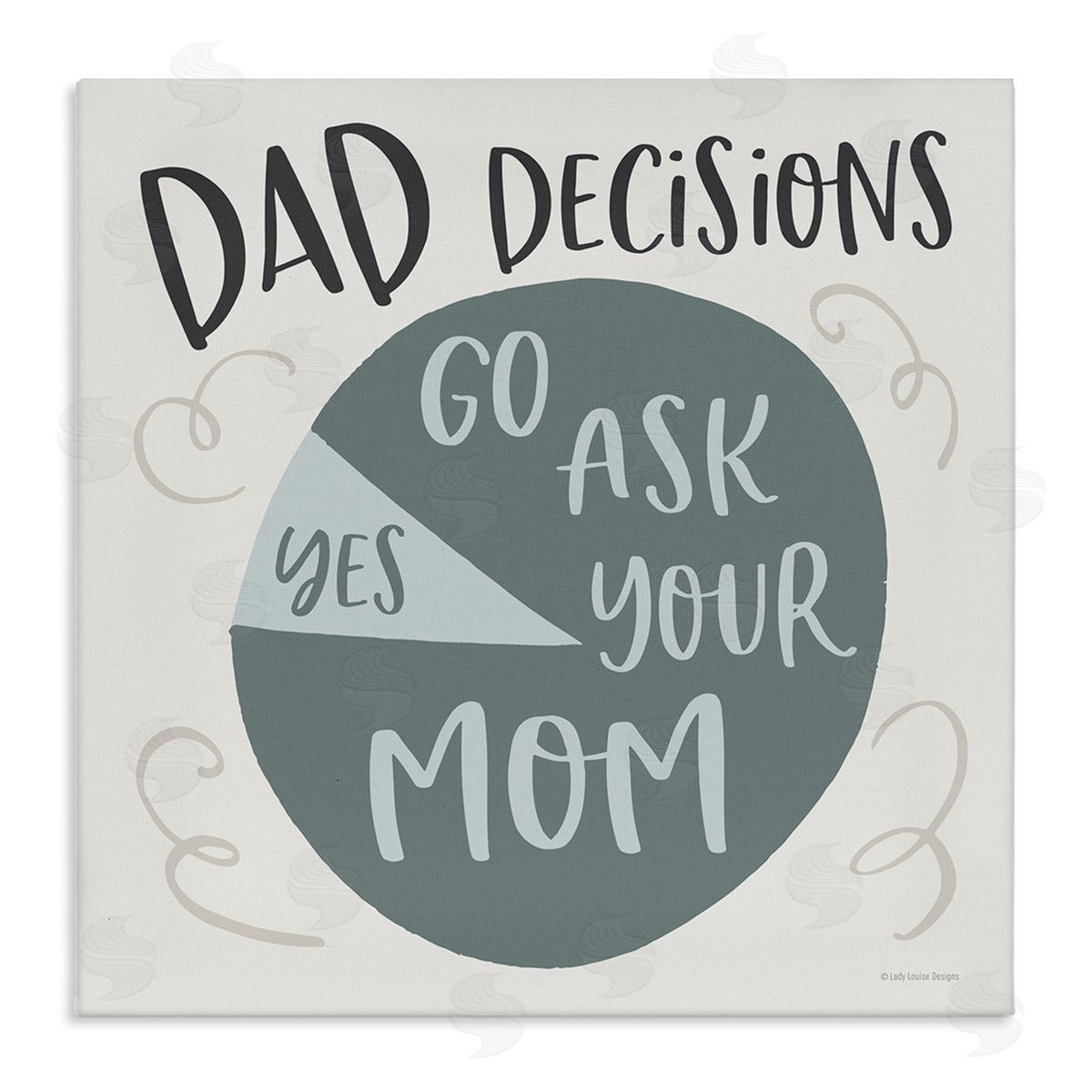 Lady Louise Designs Humorous Dad Decisions Pie Chart Phrase Stretched Canvas Wall Art Print