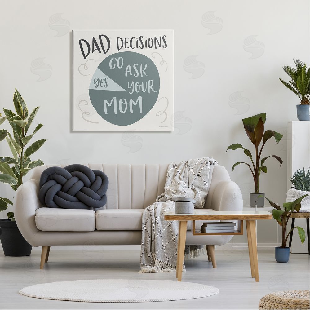 Lady Louise Designs Humorous Dad Decisions Pie Chart Phrase Canvas Wall Art in Room