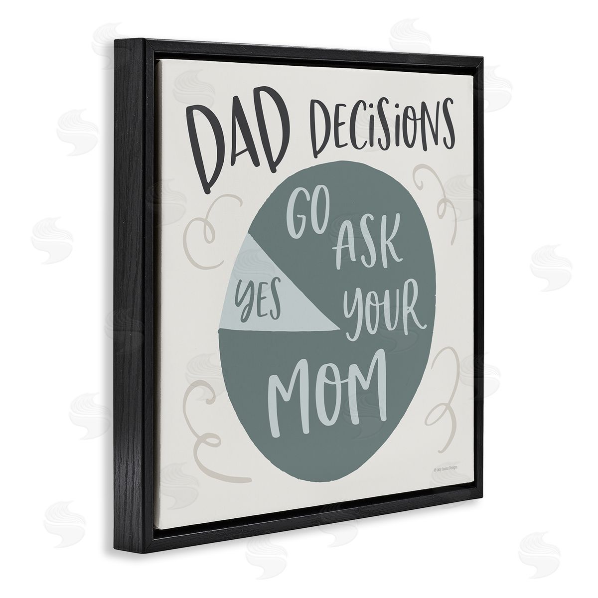 Lady Louise Designs Humorous Dad Decisions Pie Chart Phrase Black Floating Frame Canvas Wall Art Print