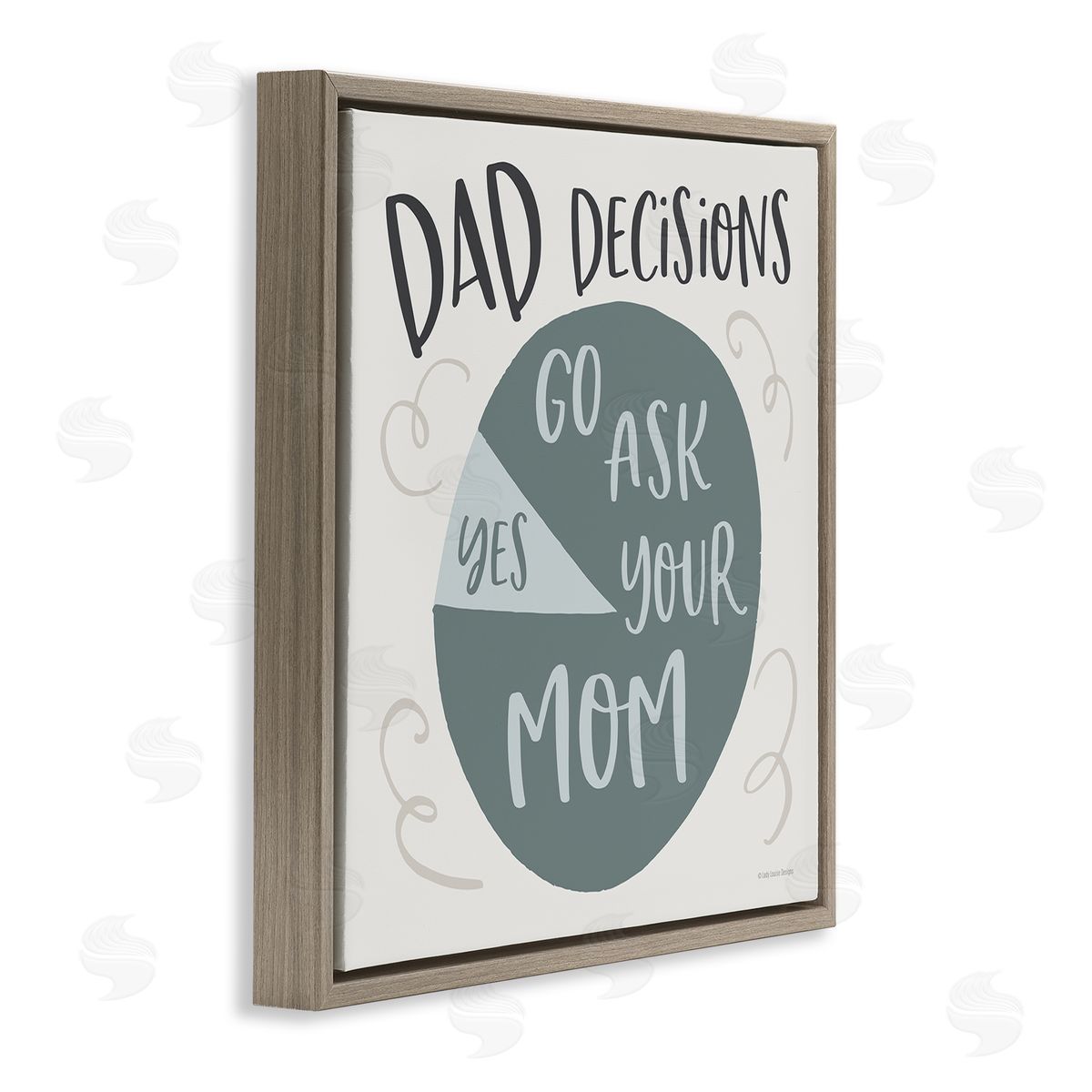 Lady Louise Designs Humorous Dad Decisions Pie Chart Phrase Brown Floating Frame Canvas Wall Art Print