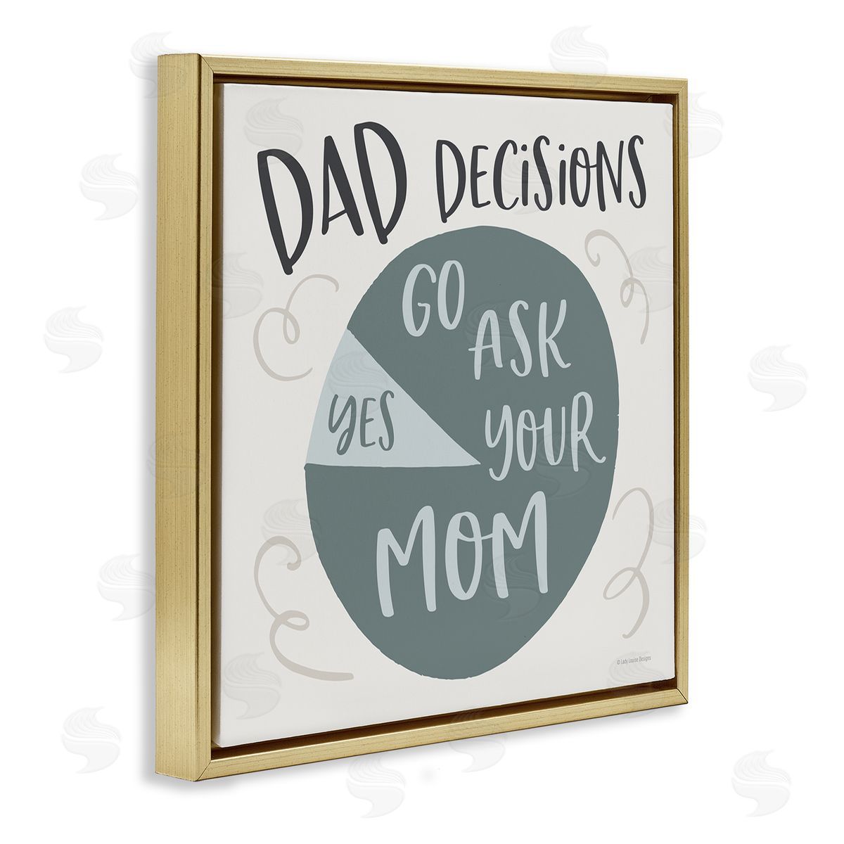 Lady Louise Designs Humorous Dad Decisions Pie Chart Phrase Gold Floating Frame Canvas Wall Art Print