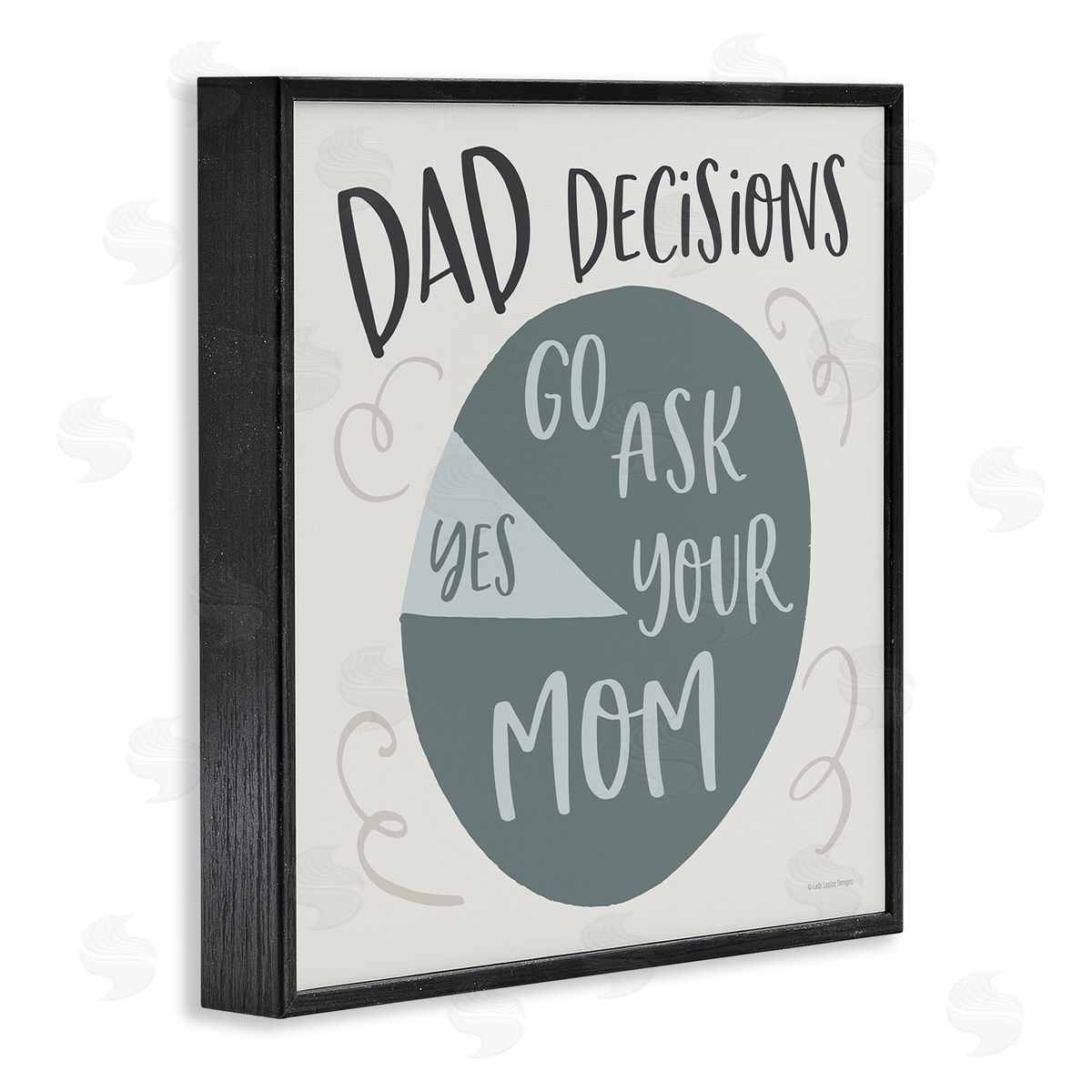 Lady Louise Designs Humorous Dad Decisions Pie Chart Phrase Black Framed Glicee Wall Art Print