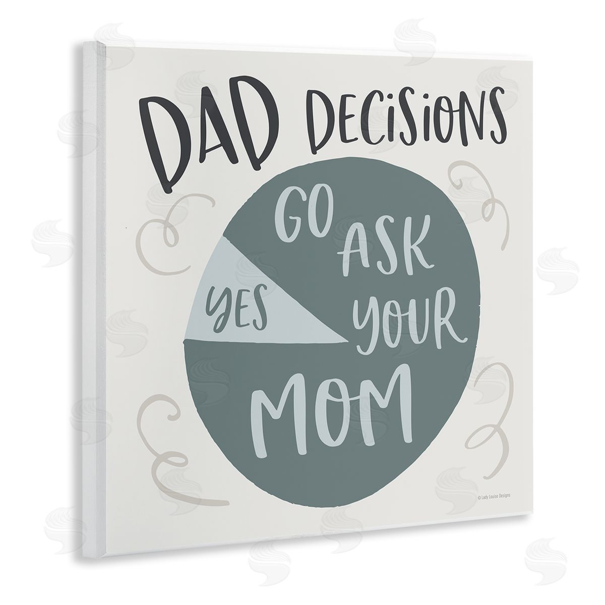 Lady Louise Designs Humorous Dad Decisions Pie Chart Phrase Wooden Wall Plaque Art Print