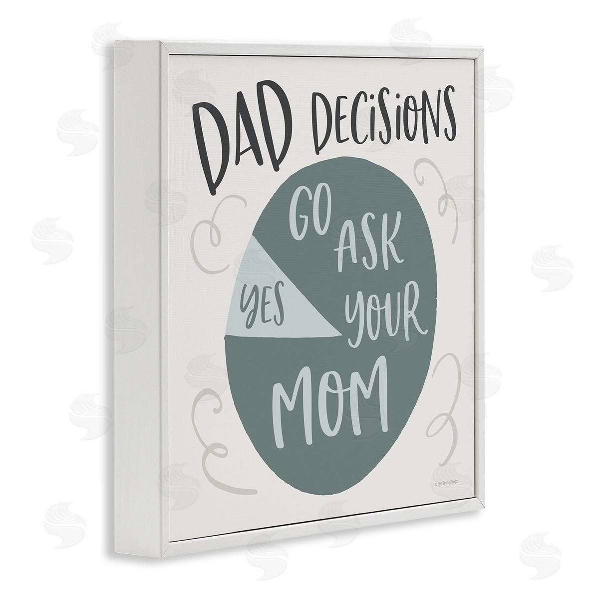 Lady Louise Designs Humorous Dad Decisions Pie Chart Phrase White Framed Glicee Wall Art Print