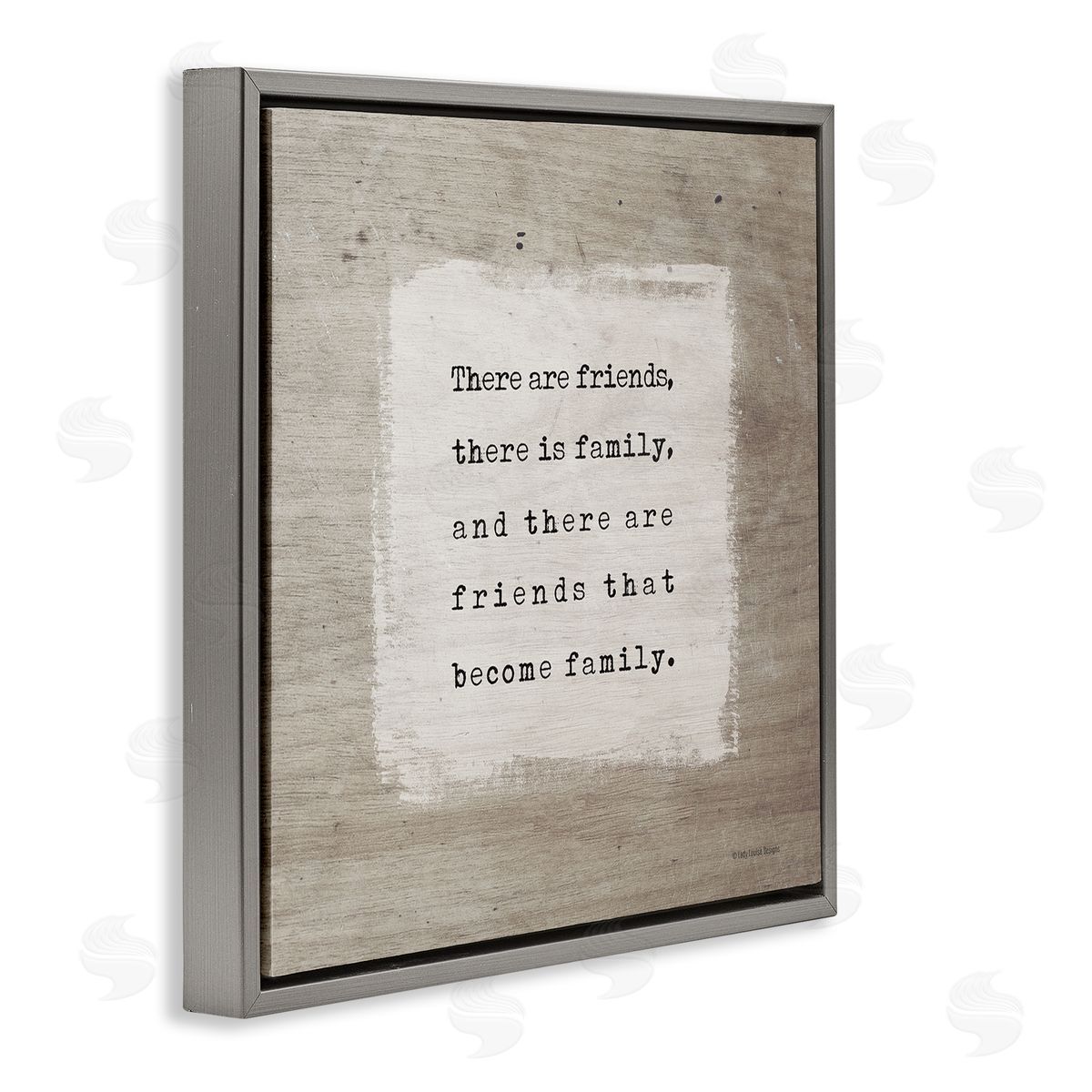 Lady Louise Designs Found Family Meaningful Friendship Gray Floating Frame Canvas Wall Art Print