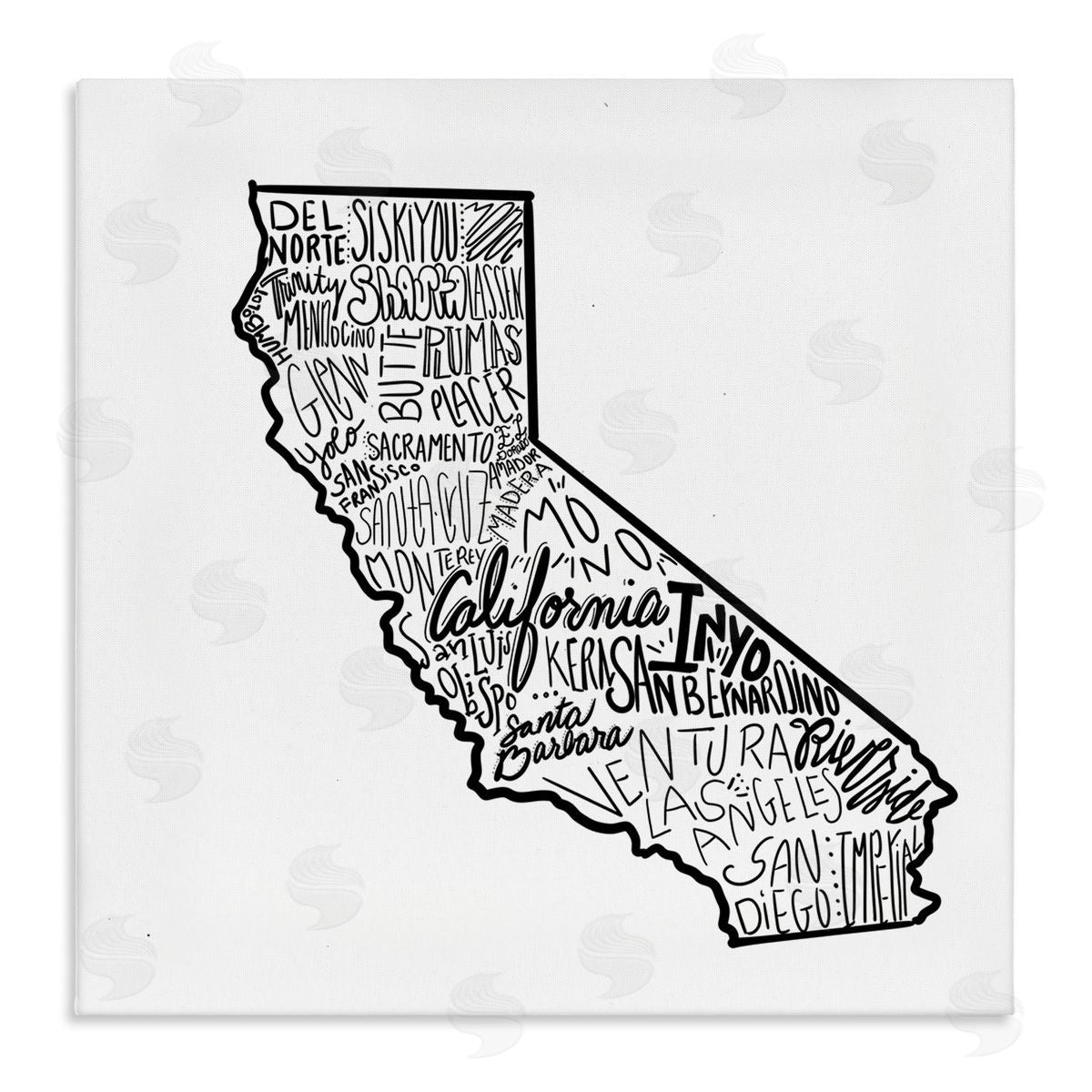 The Saturday Evening Post California State Cities Typography Map Stretched Canvas Wall Art Print