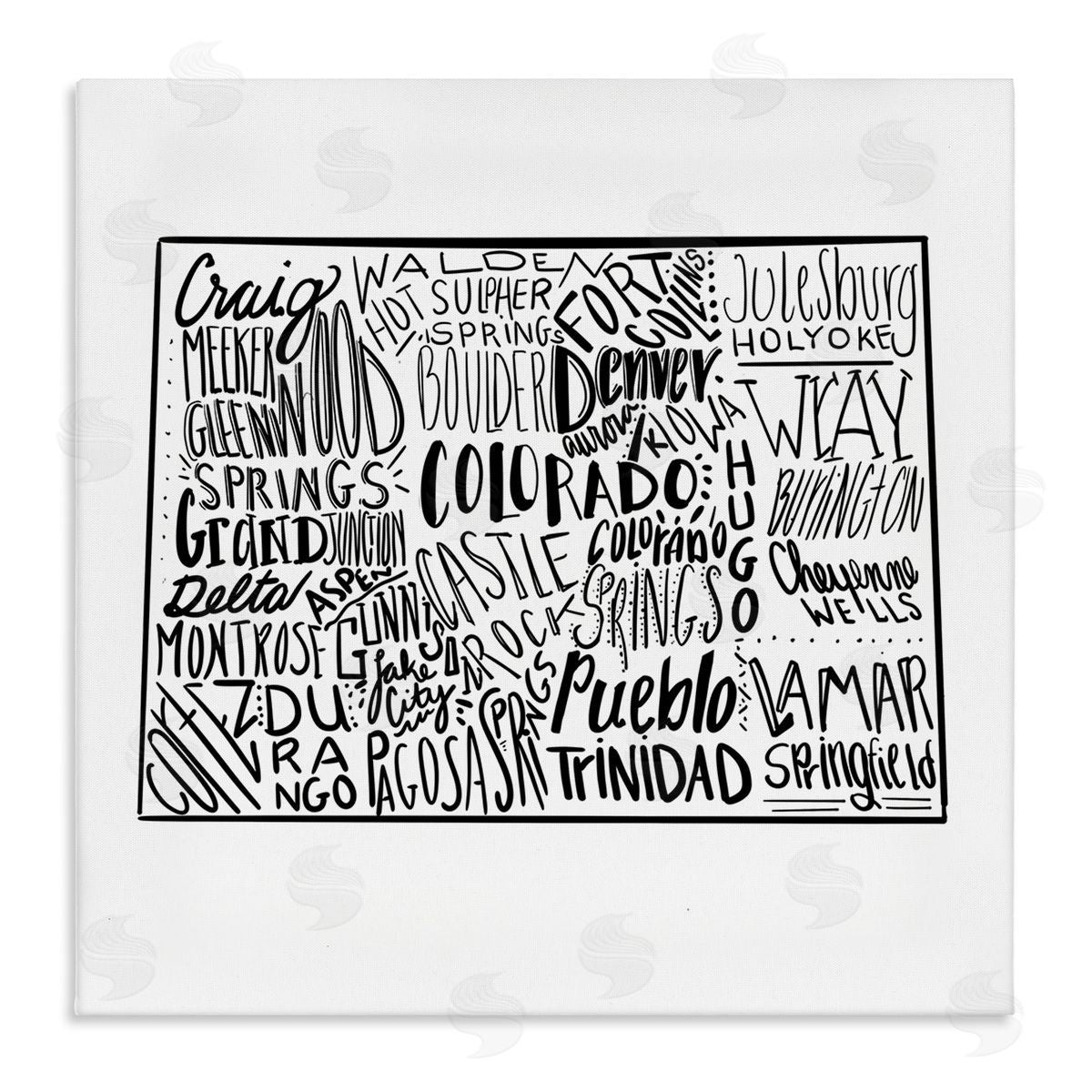 The Saturday Evening Post Colorado Cities Typography State Shape Stretched Canvas Wall Art Print