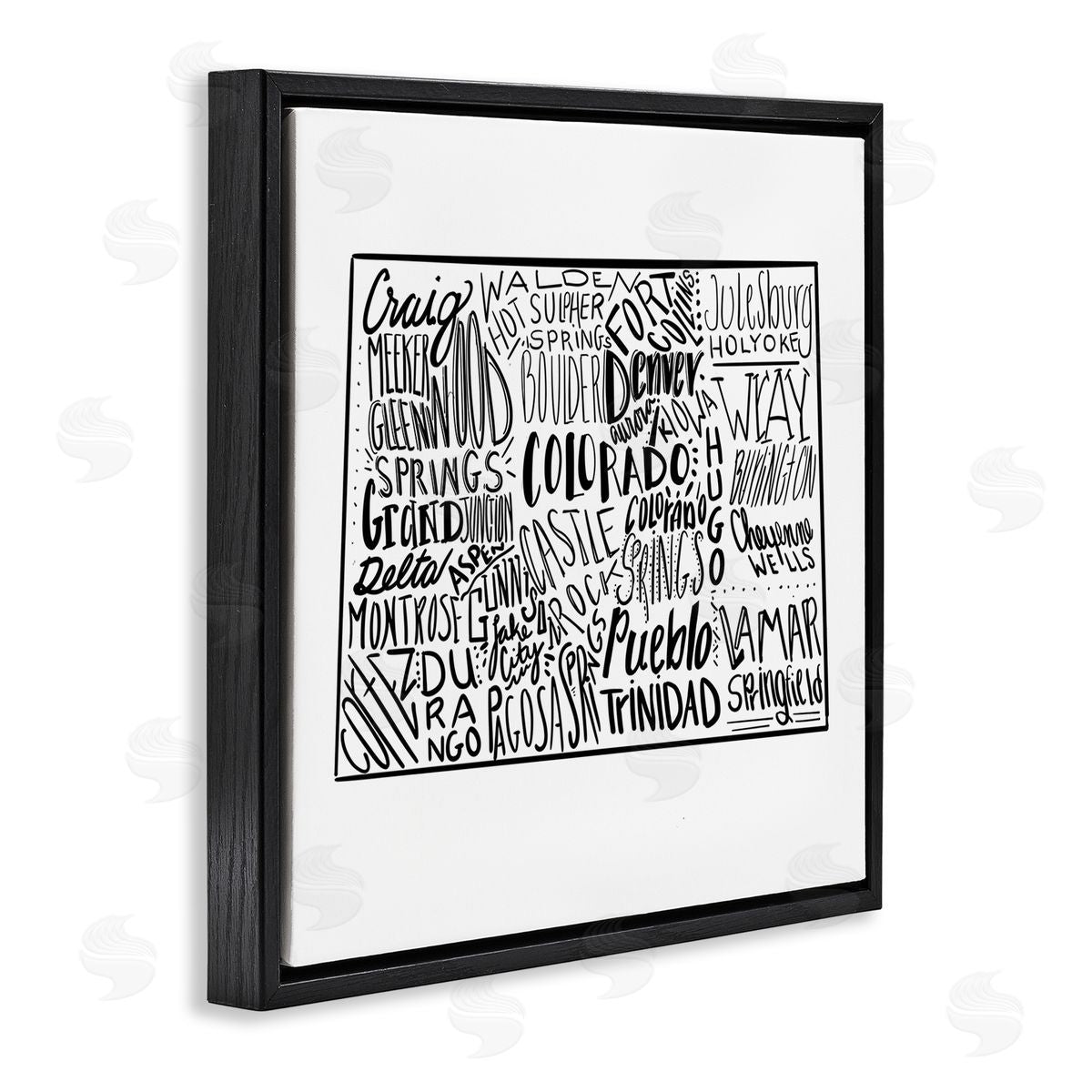 The Saturday Evening Post Colorado Cities Typography State Shape Black Floating Frame Canvas Wall Art Print