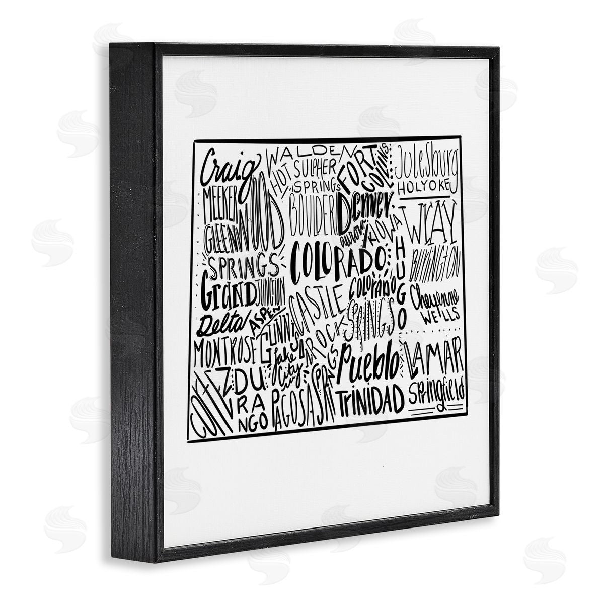 The Saturday Evening Post Colorado Cities Typography State Shape Black Framed Glicee Wall Art Print